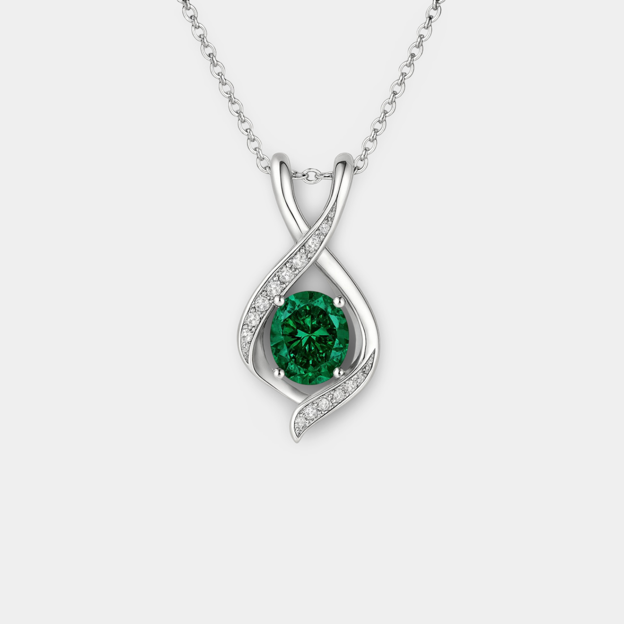 Virelle Created Emerald Oval Pendant Necklace