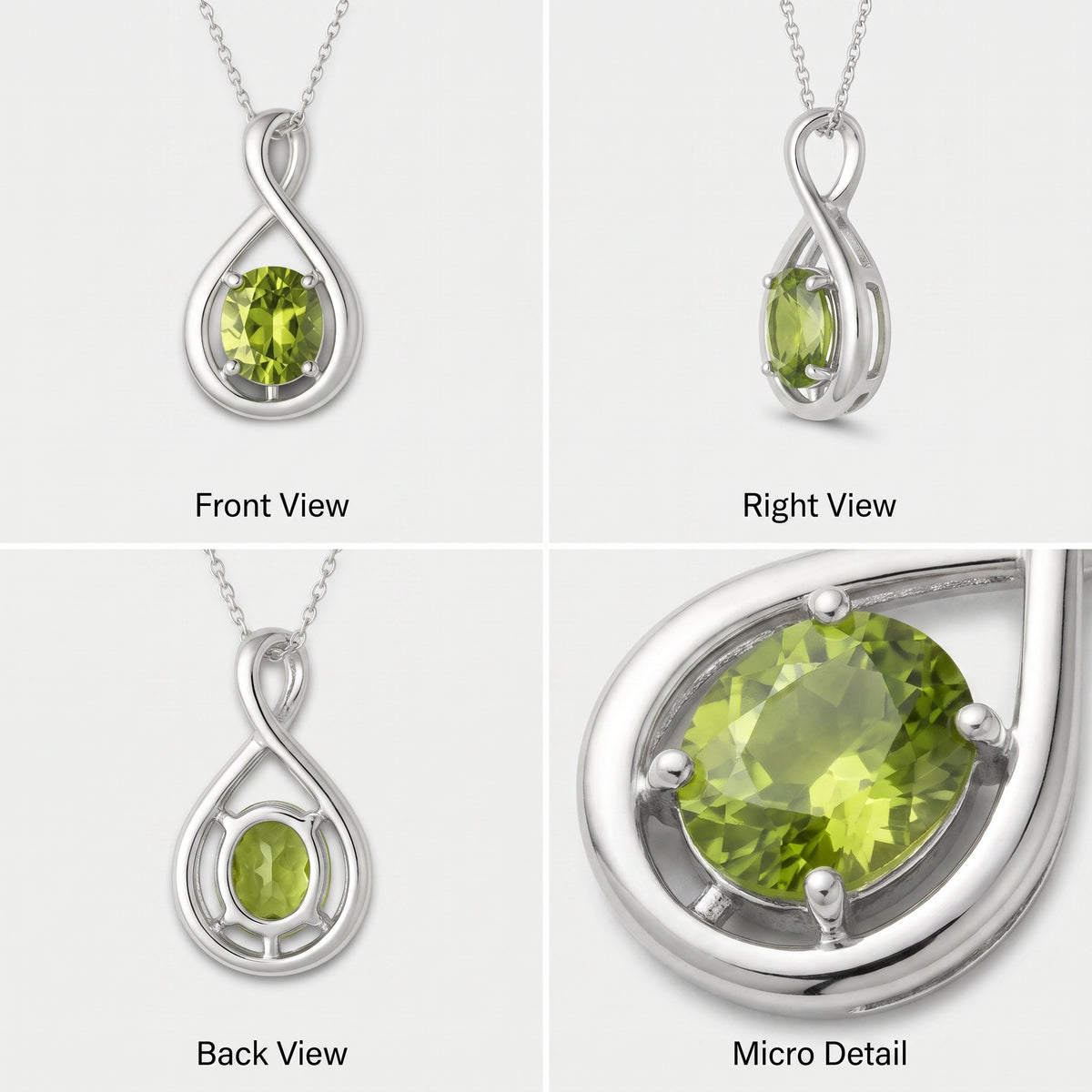 Collar con colgante de peridoto infinito