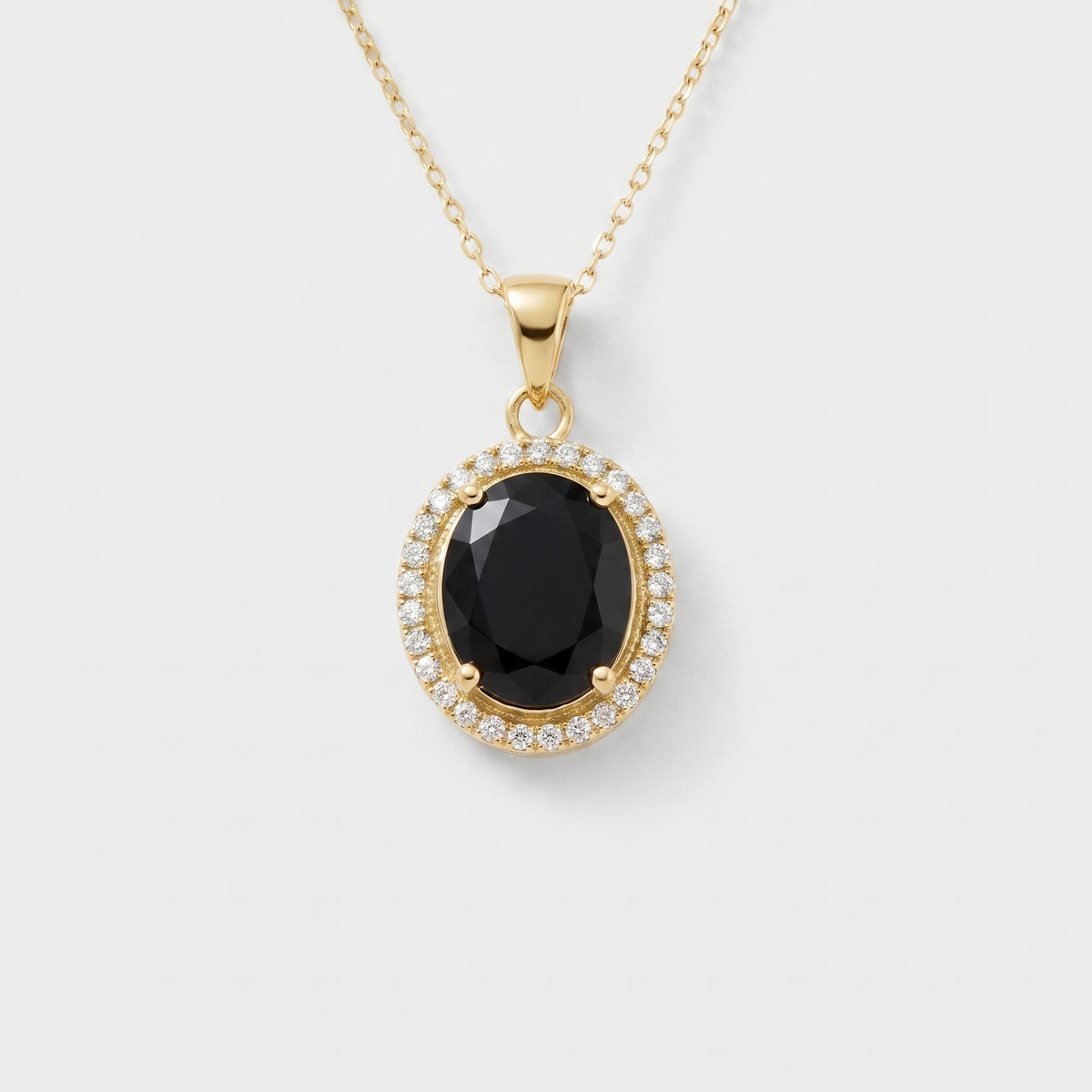 Collier Ovale Onyx et Halo