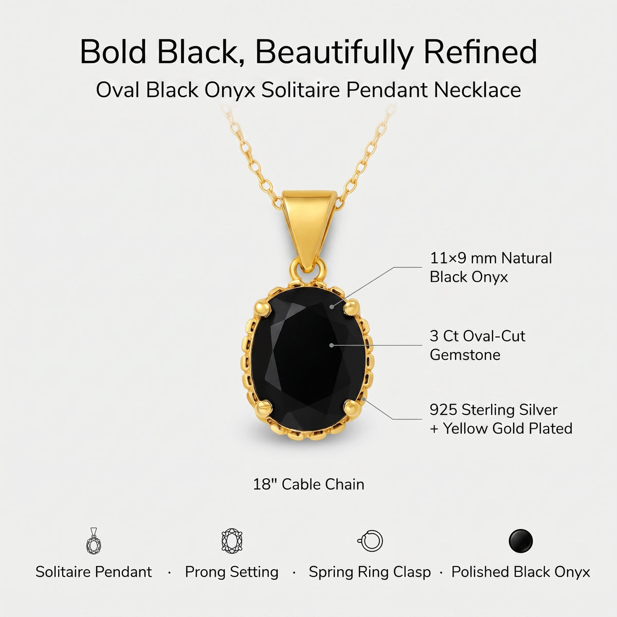 Pendentif Solitaire Onyx