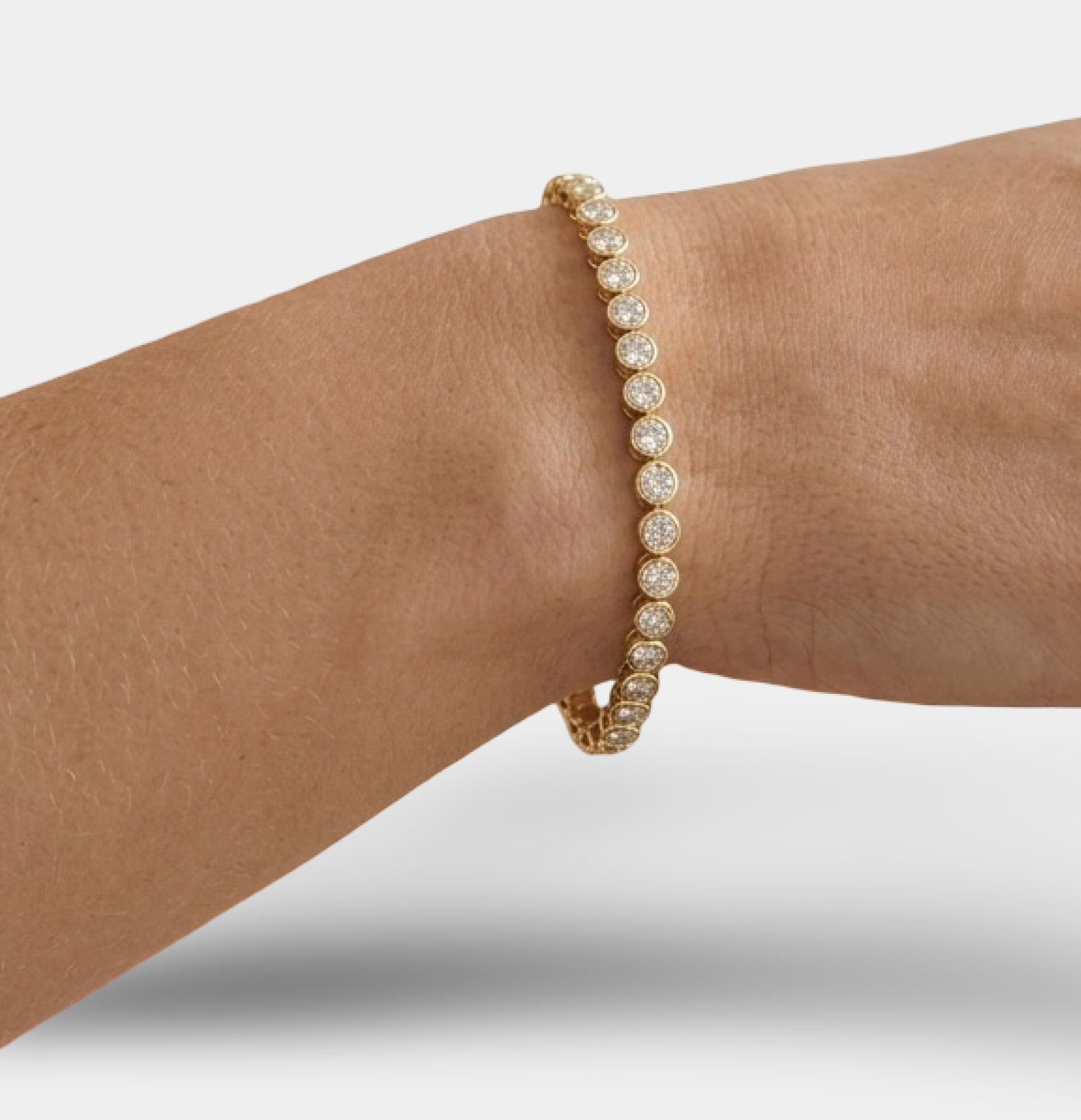 24K Gold Aurora Luxe Bezel Tennis Bracelet - MH ELEGANCE - 24K Gold Aurora Luxe Bezel Tennis Bracelet - bracelet