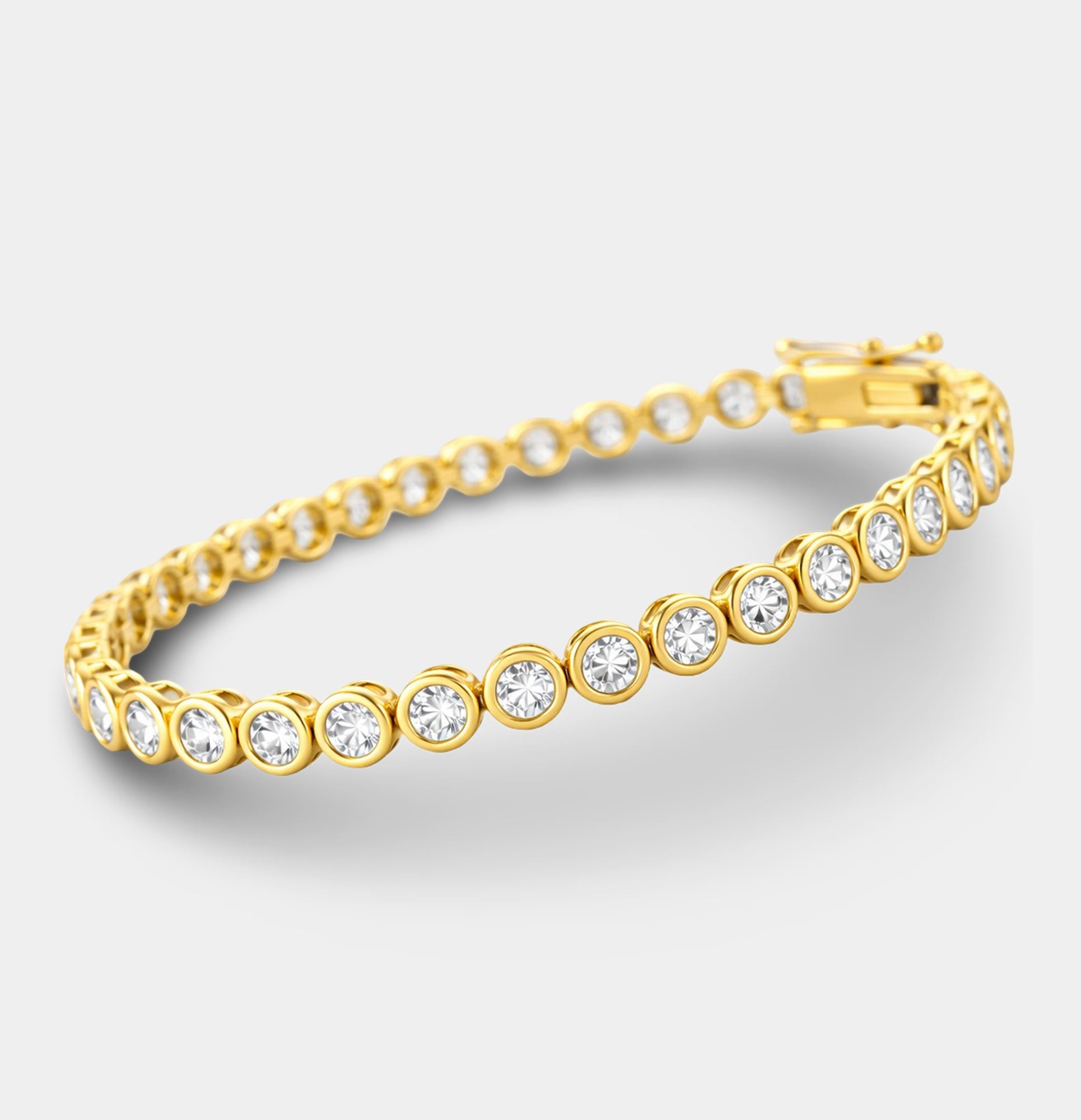 24K Gold Aurora Luxe Bezel Tennis Bracelet - MH ELEGANCE - 24K Gold Aurora Luxe Bezel Tennis Bracelet - bracelet