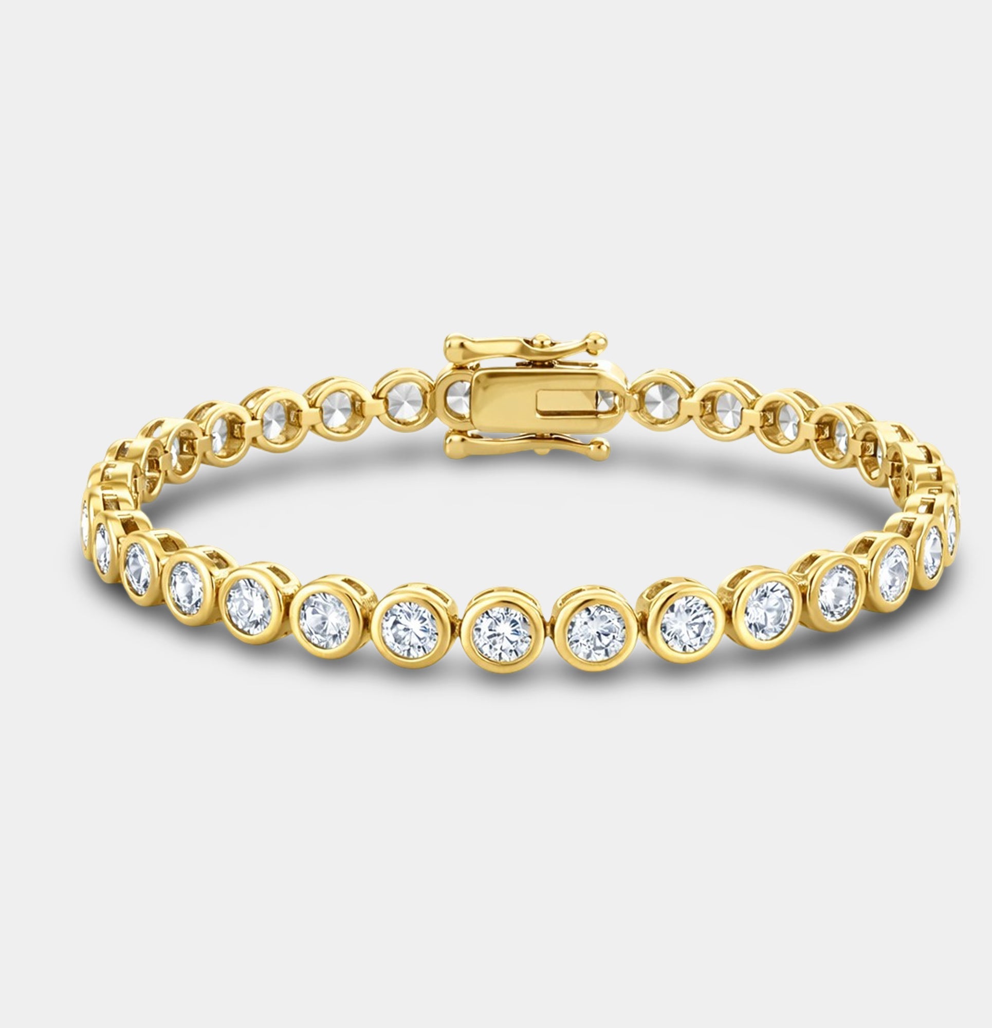24K Gold Aurora Luxe Bezel Tennis Bracelet - MH ELEGANCE - 24K Gold Aurora Luxe Bezel Tennis Bracelet - bracelet