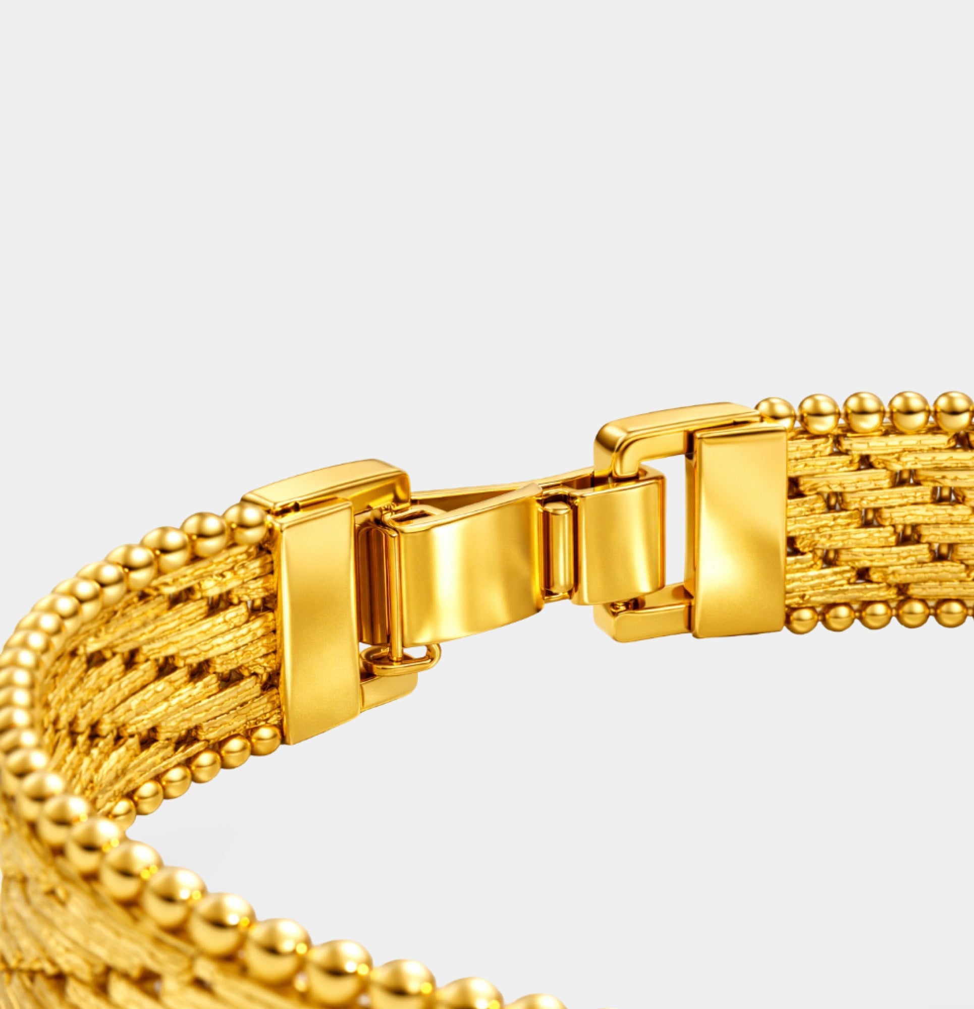 24K Gold Plated Basket Weave Bracelet - MH ELEGANCE - 24K Gold Plated Basket Weave Bracelet - bracelet