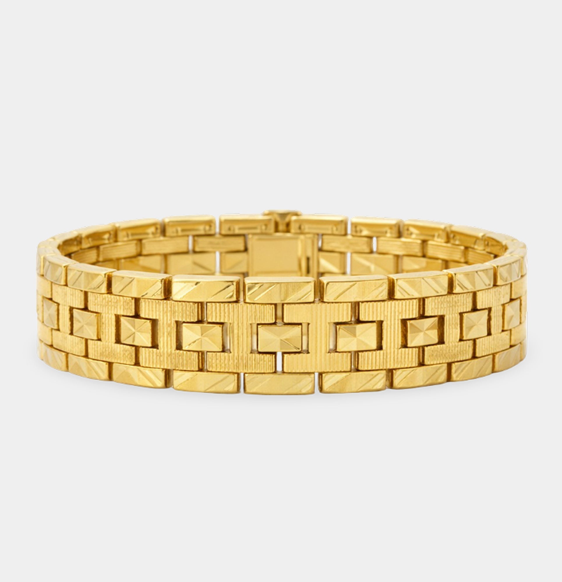 24K Gold Vermeil Brick Link Bracelet | Premium Men's Luxury Jewelry - MH ELEGANCE - 24K Gold Vermeil Brick Link Bracelet | Premium Men's Luxury Jewelry - bracelet