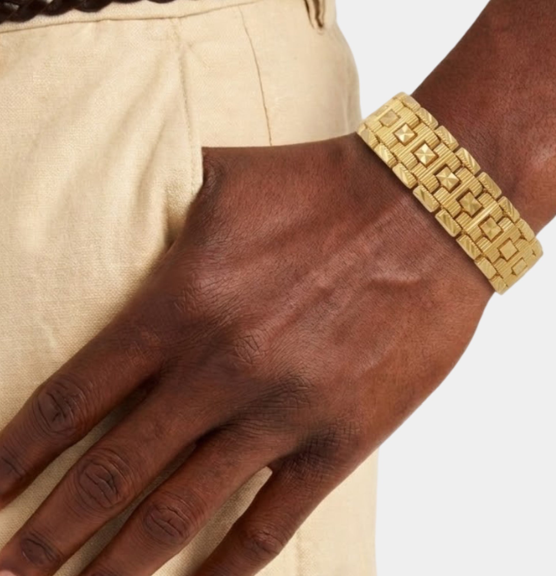 24K Gold Vermeil Brick Link Bracelet | Premium Men's Luxury Jewelry - MH ELEGANCE - 24K Gold Vermeil Brick Link Bracelet | Premium Men's Luxury Jewelry - bracelet