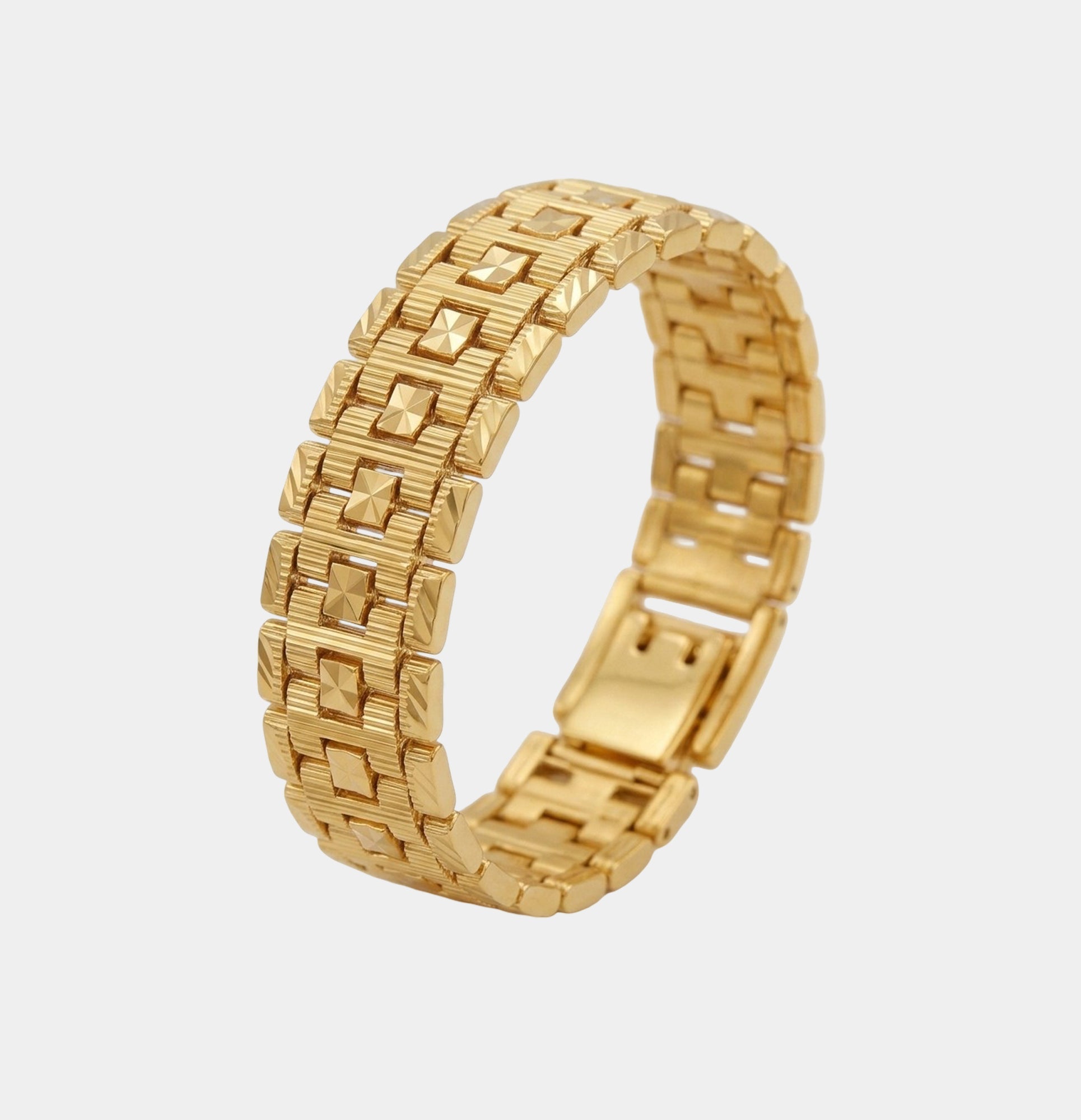 24K Gold Vermeil Brick Link Bracelet | Premium Men's Luxury Jewelry - MH ELEGANCE - 24K Gold Vermeil Brick Link Bracelet | Premium Men's Luxury Jewelry - bracelet