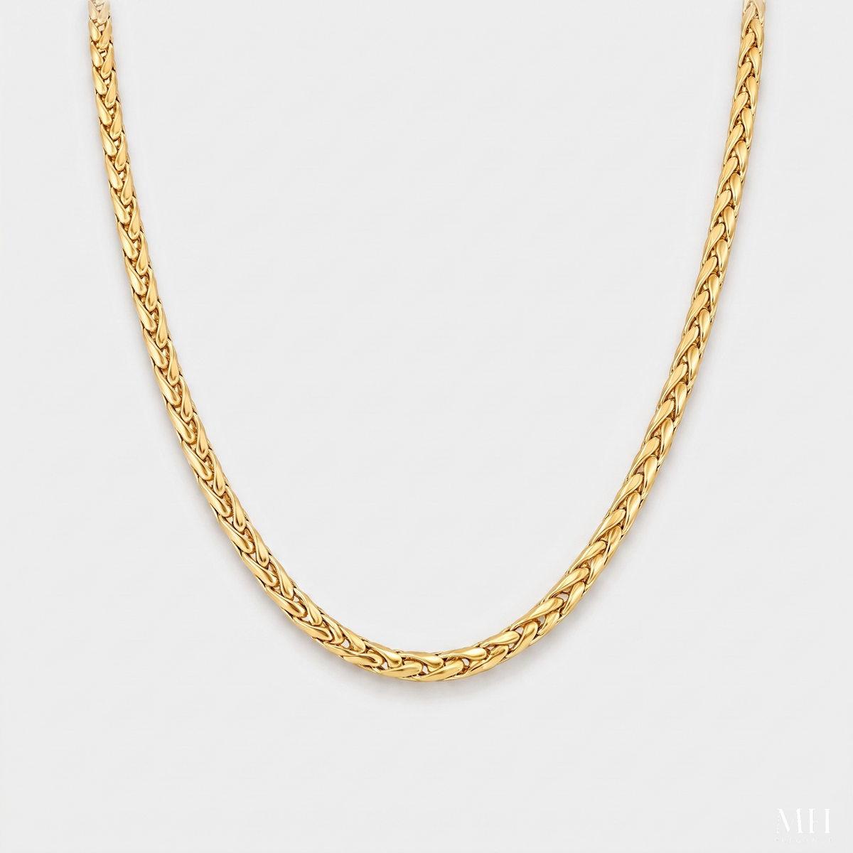 24K Gold Plated Weave Chain Necklace for Men | 3mm Wheat Chain – MH Elegance