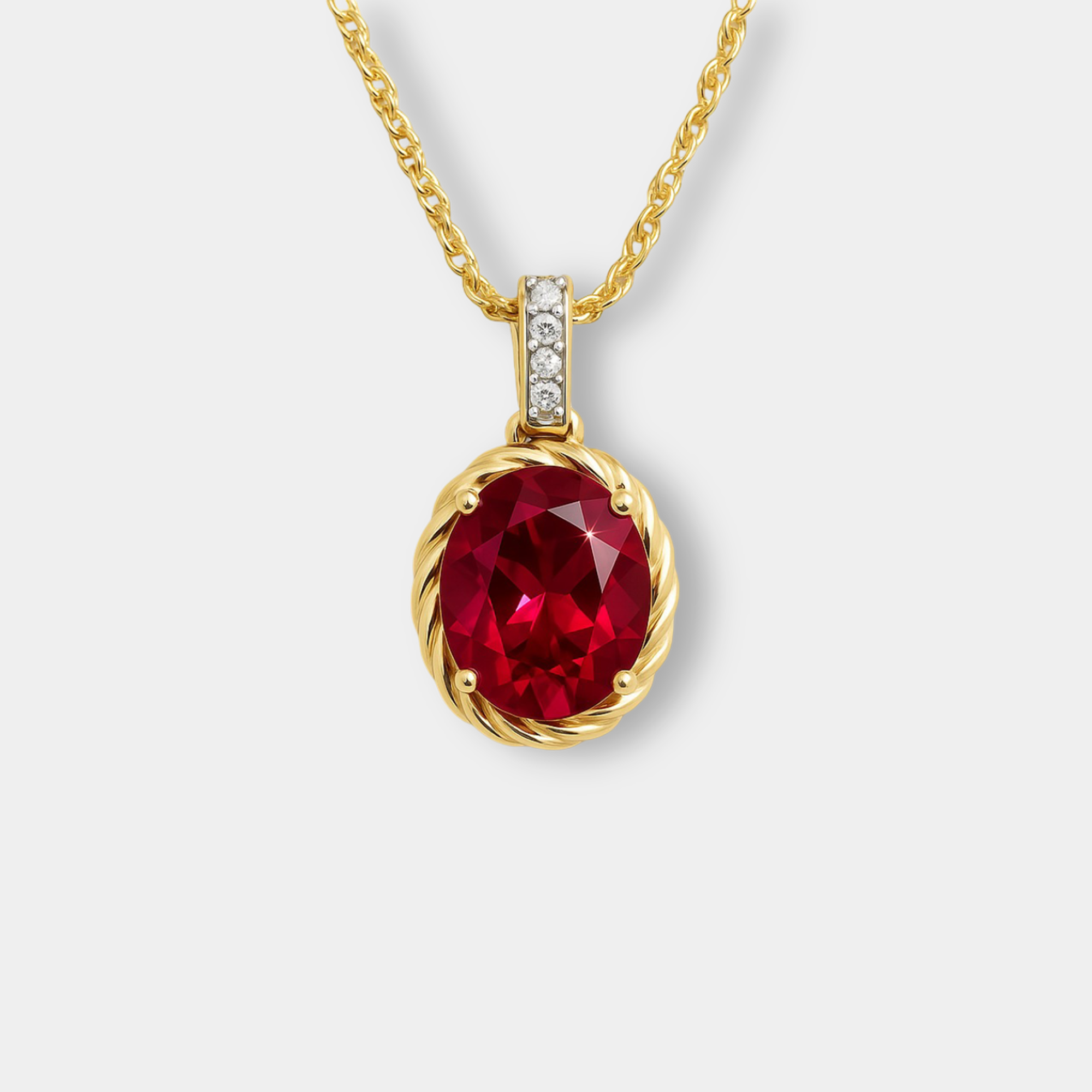 Ruby & Diamond Oval Pendant