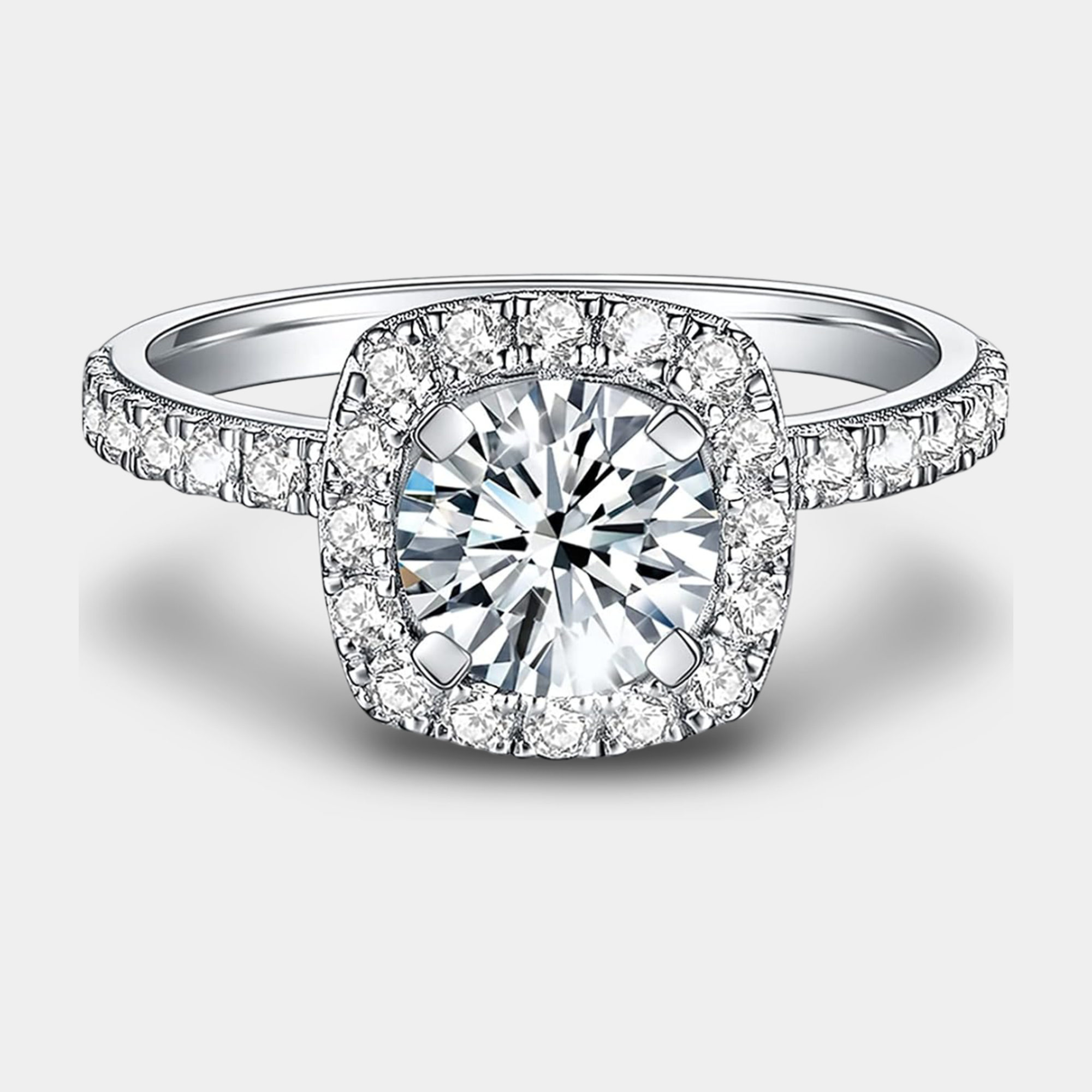 Mira Moissanite Halo Engagement Ring