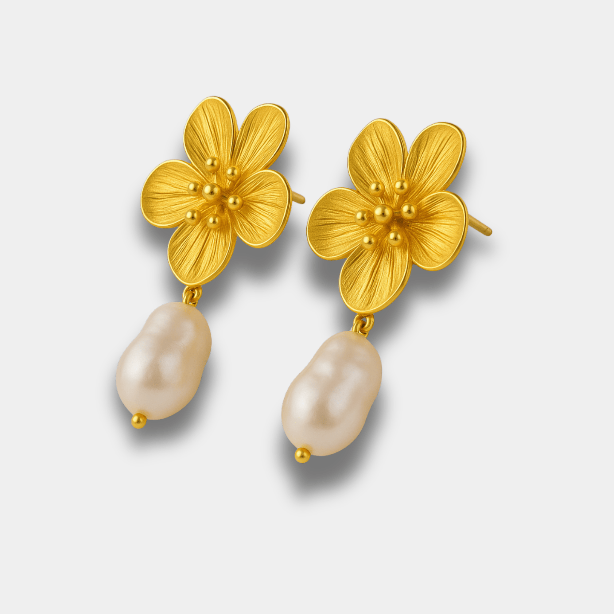 Pearl Drop Flower Earrings
