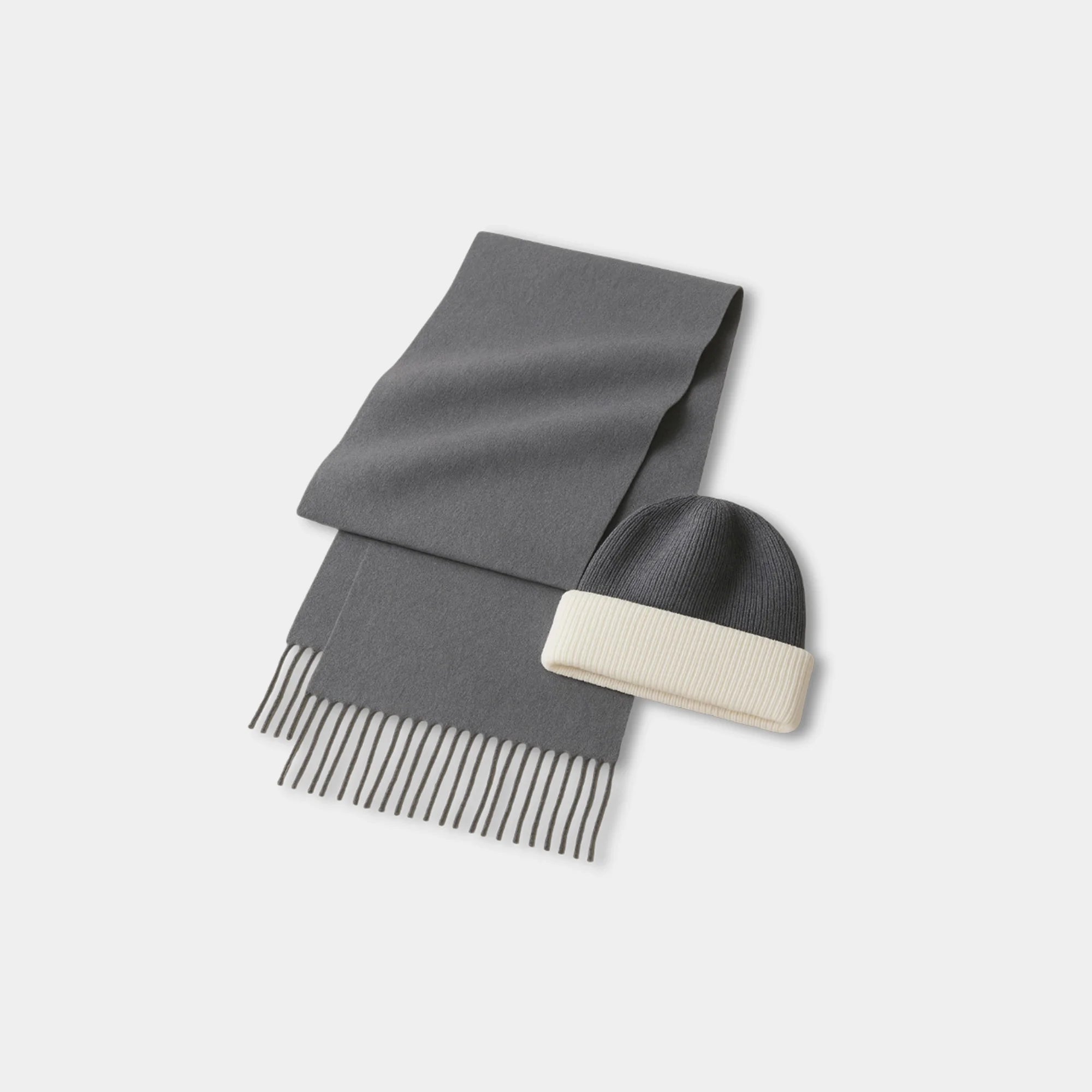 Two Tone Grey Scarf & Hat Set