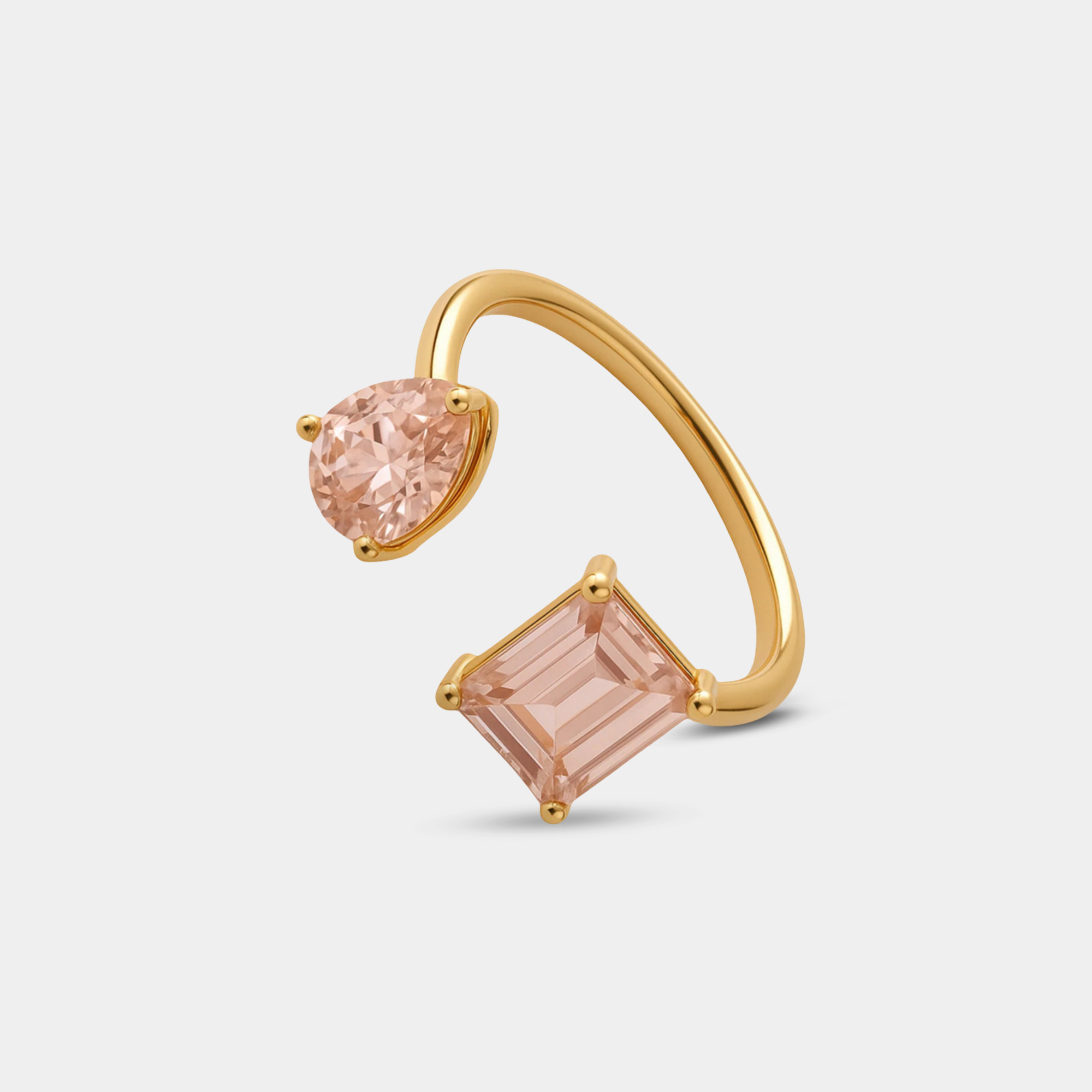 Anillo de cristal con dos piedras preciosas