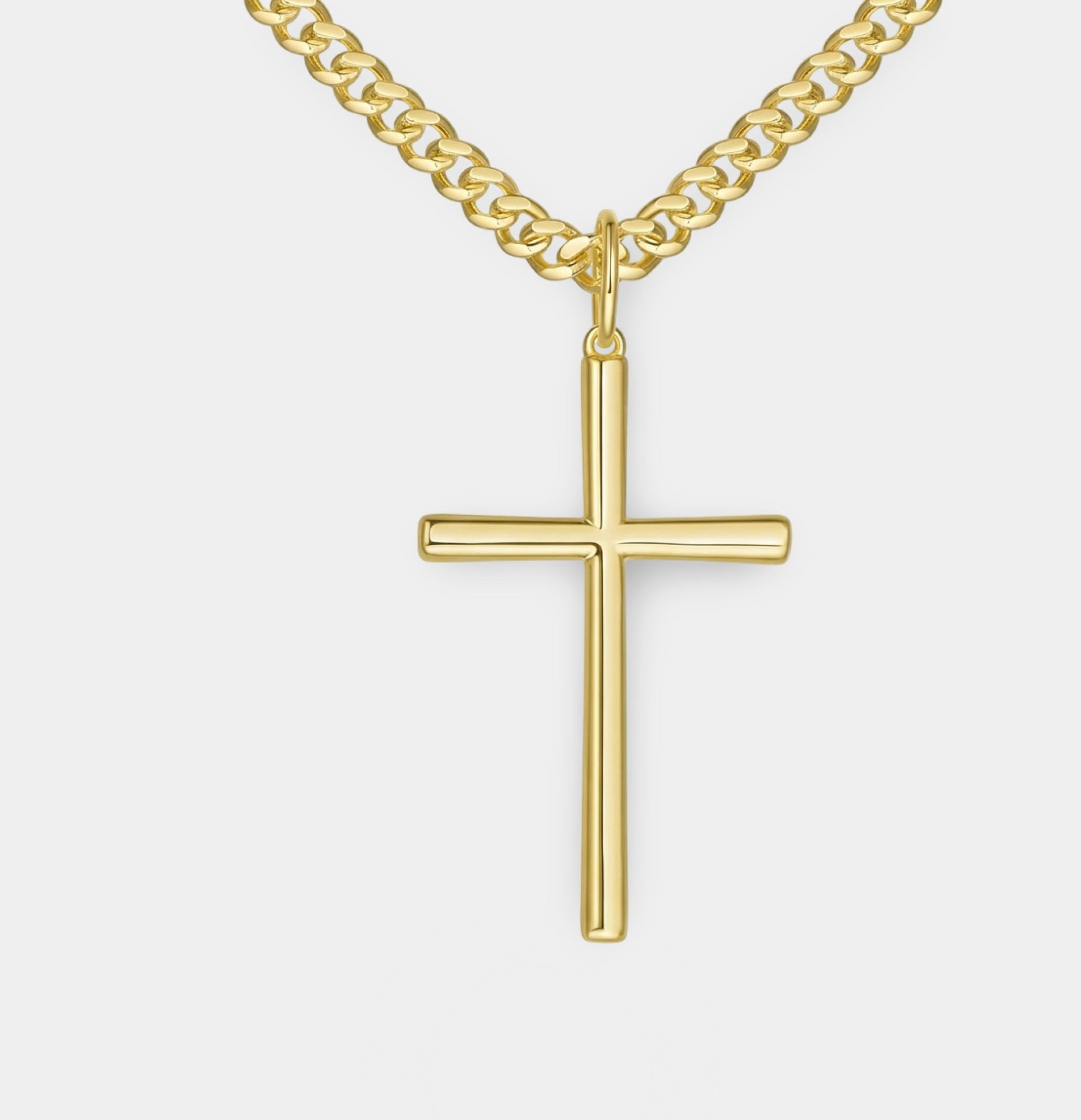 14K Gold Cuban Cross Dominion Edge Necklace