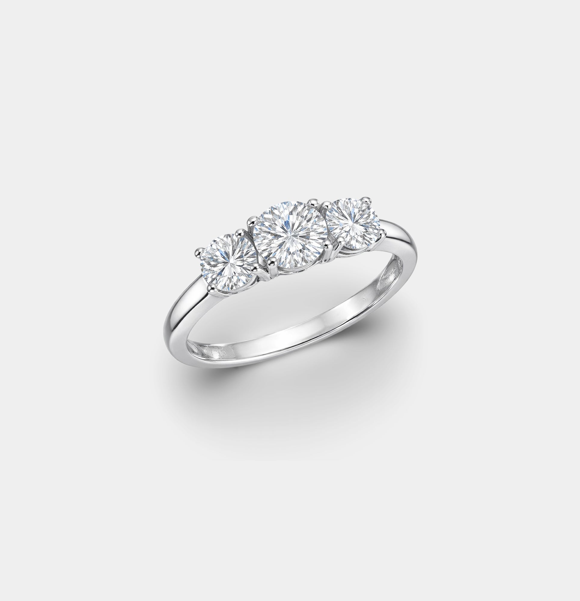 Sterling Silver Trio Sparkle Three-Stone Engagement Ring