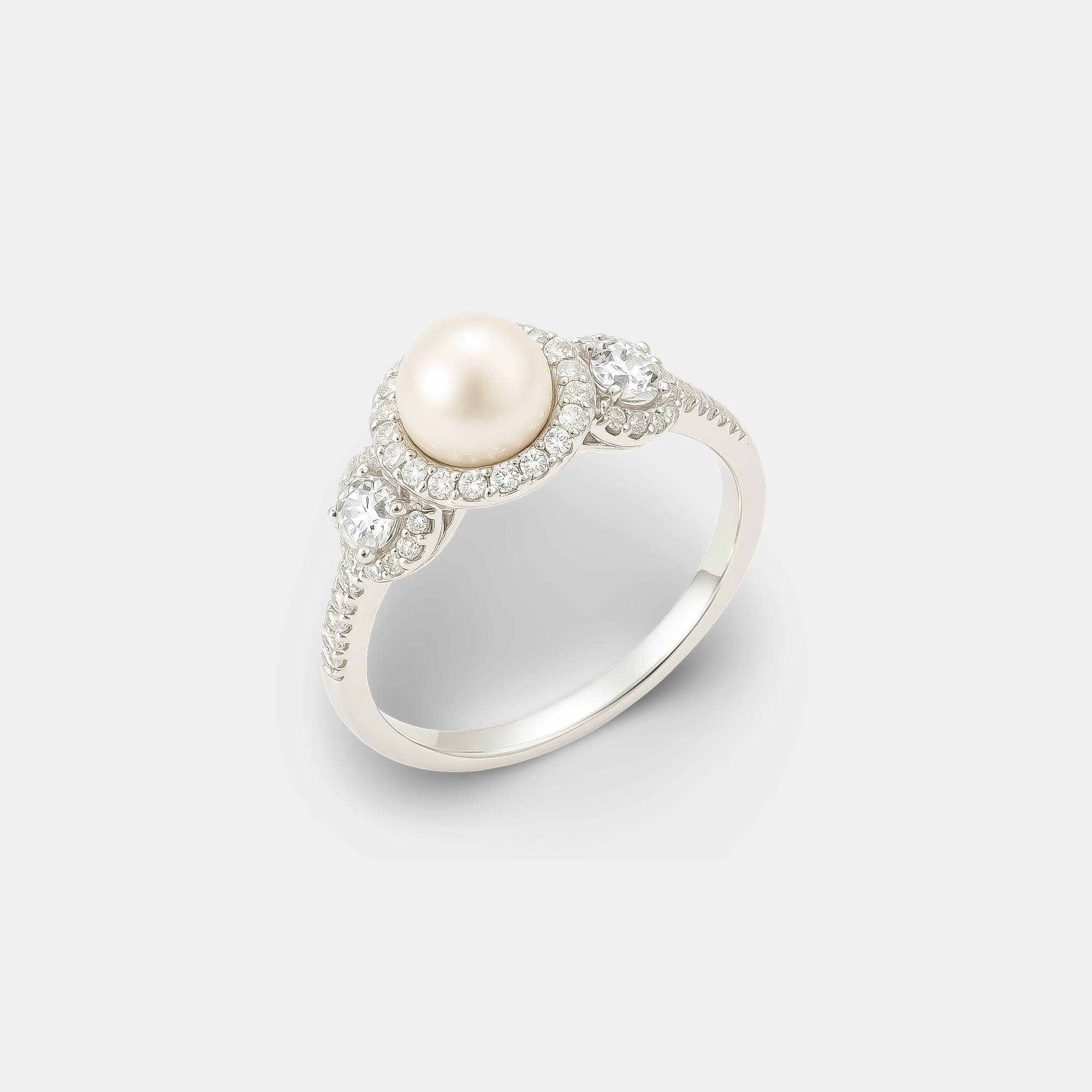 Freshwater Pearl & White Topaz Ring