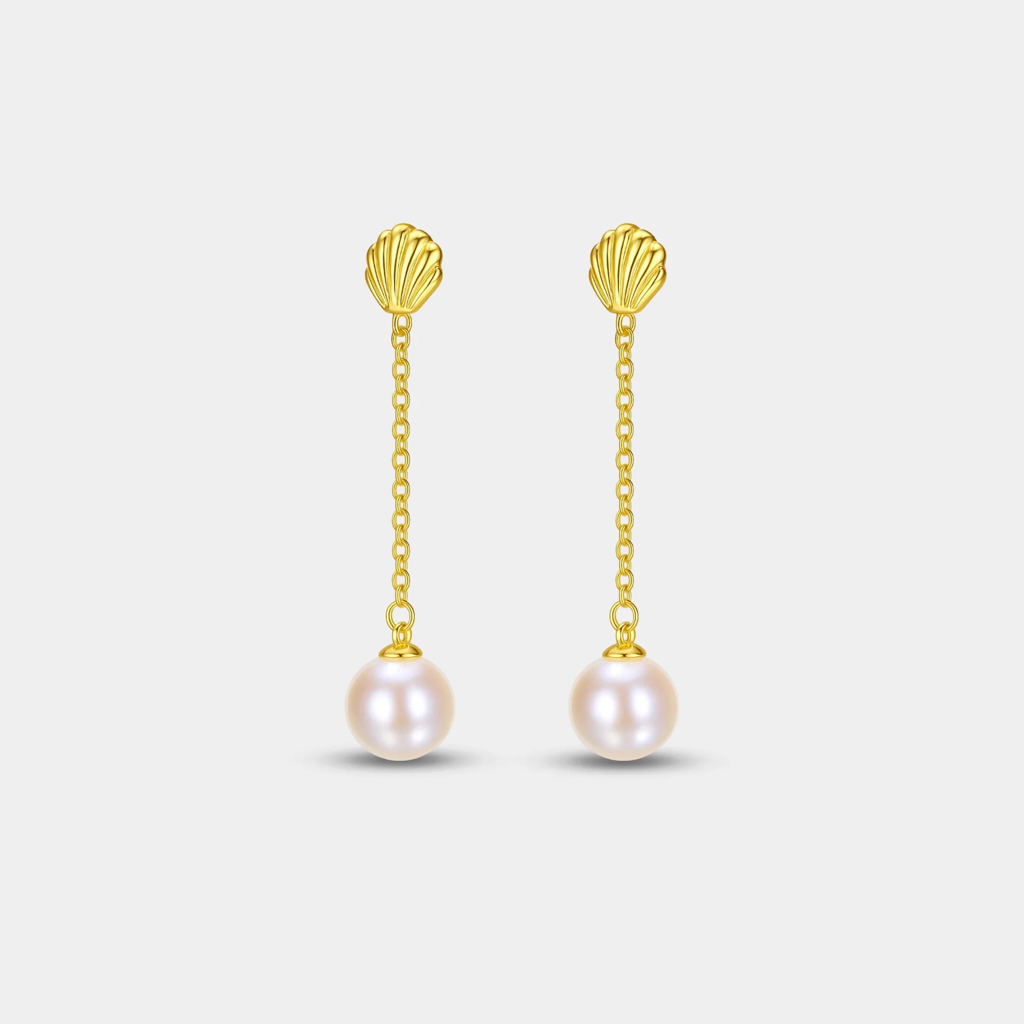 Shell Pearl Chain Drop Earrings