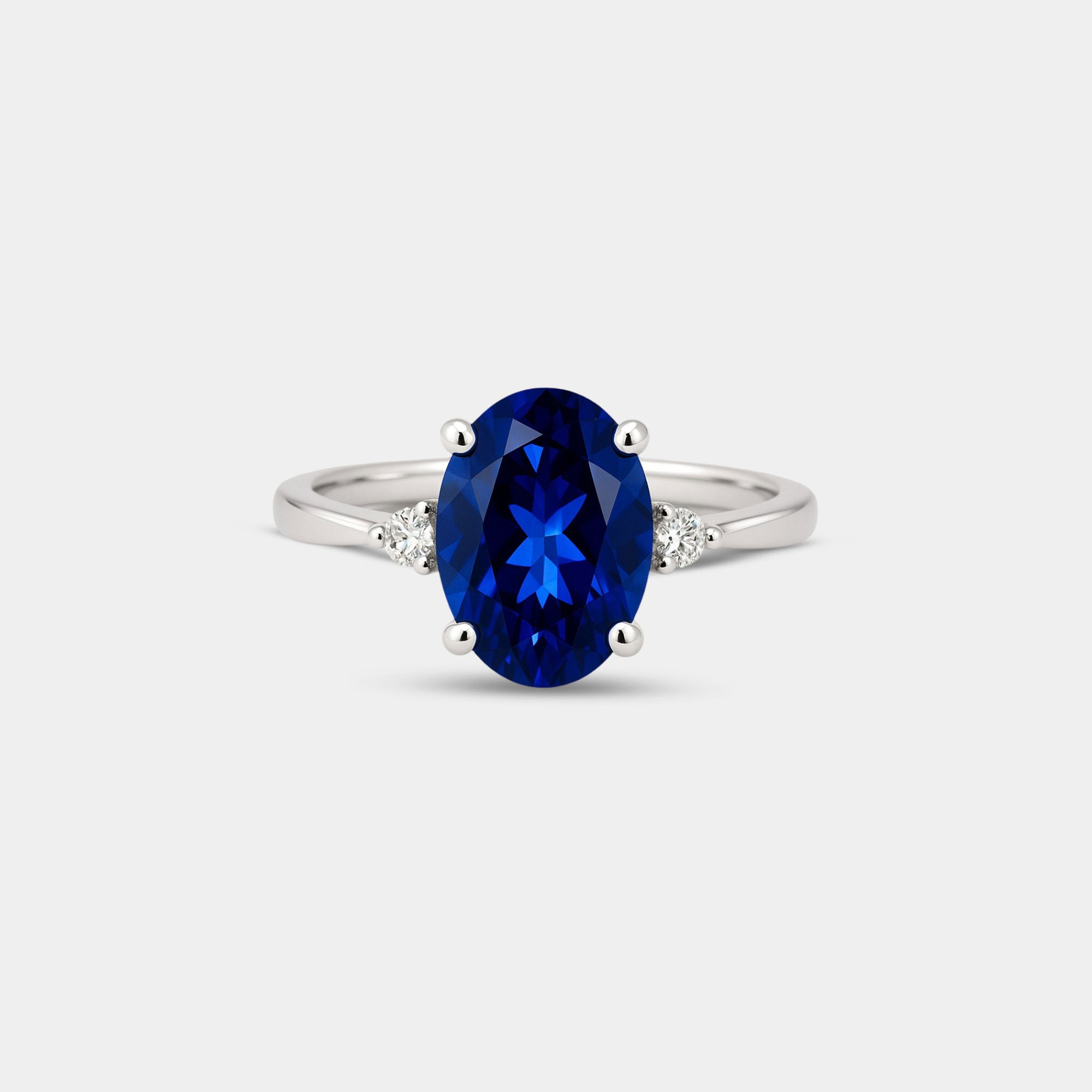 Oval Sapphire & Diamond 3-Stone Ring