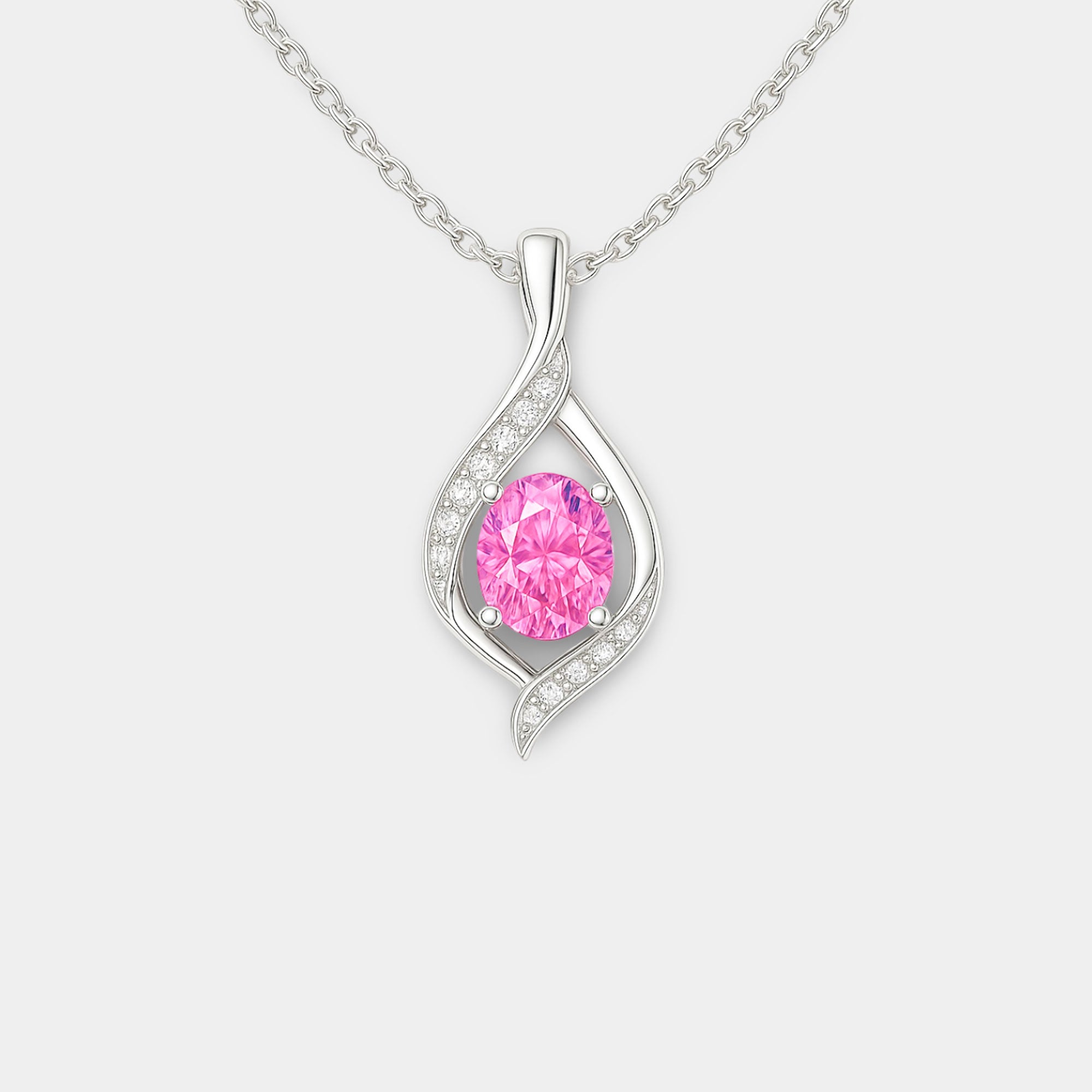Oval Sparkle Pink Tourmaline Pendant