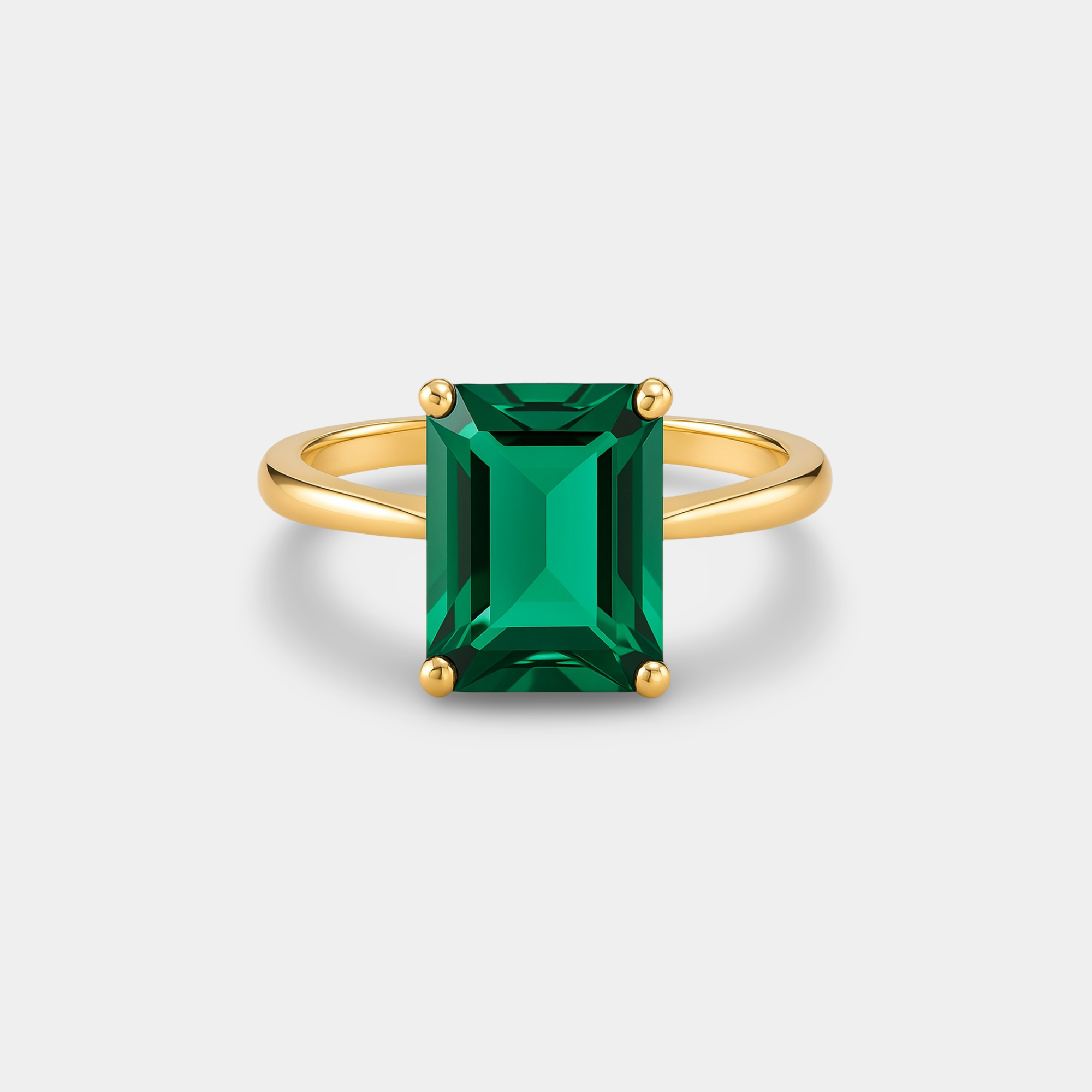 Nano Emerald Solitaire Gold Ring