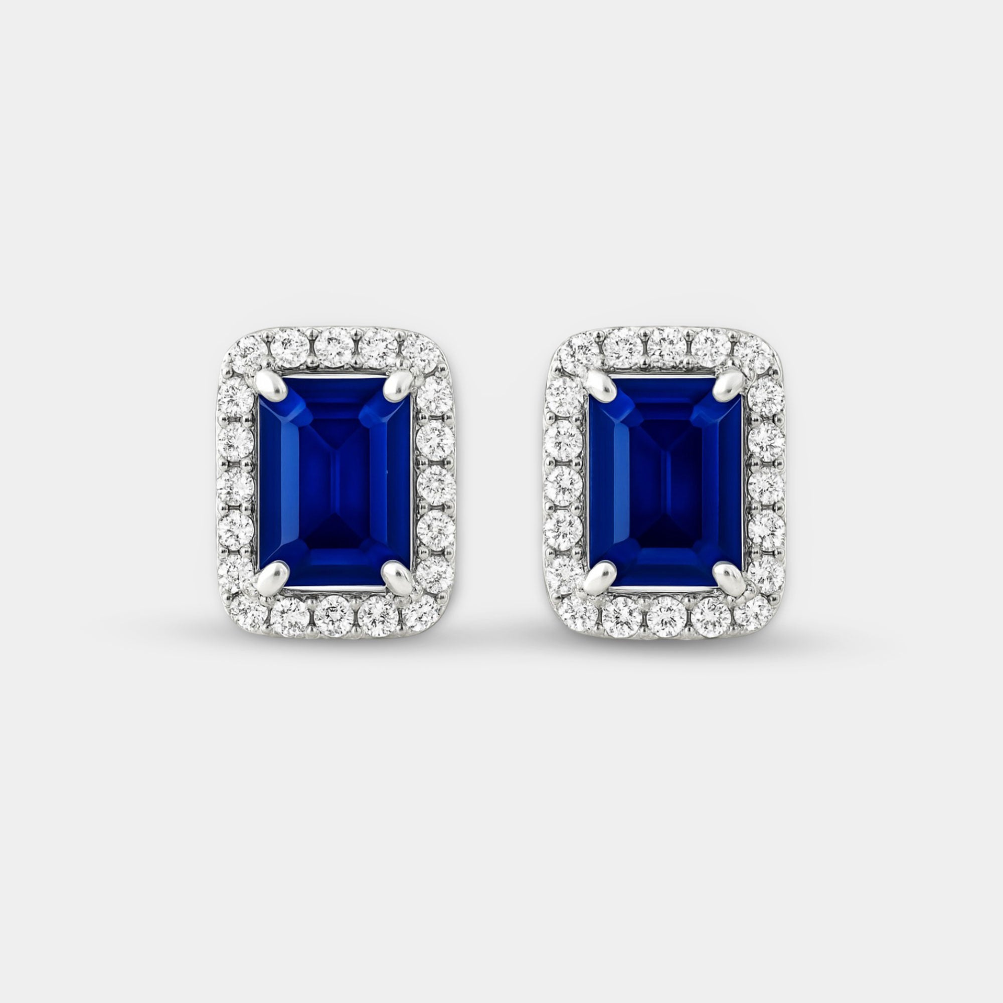 Emerald-Cut Blue Sapphire Stud Earrings