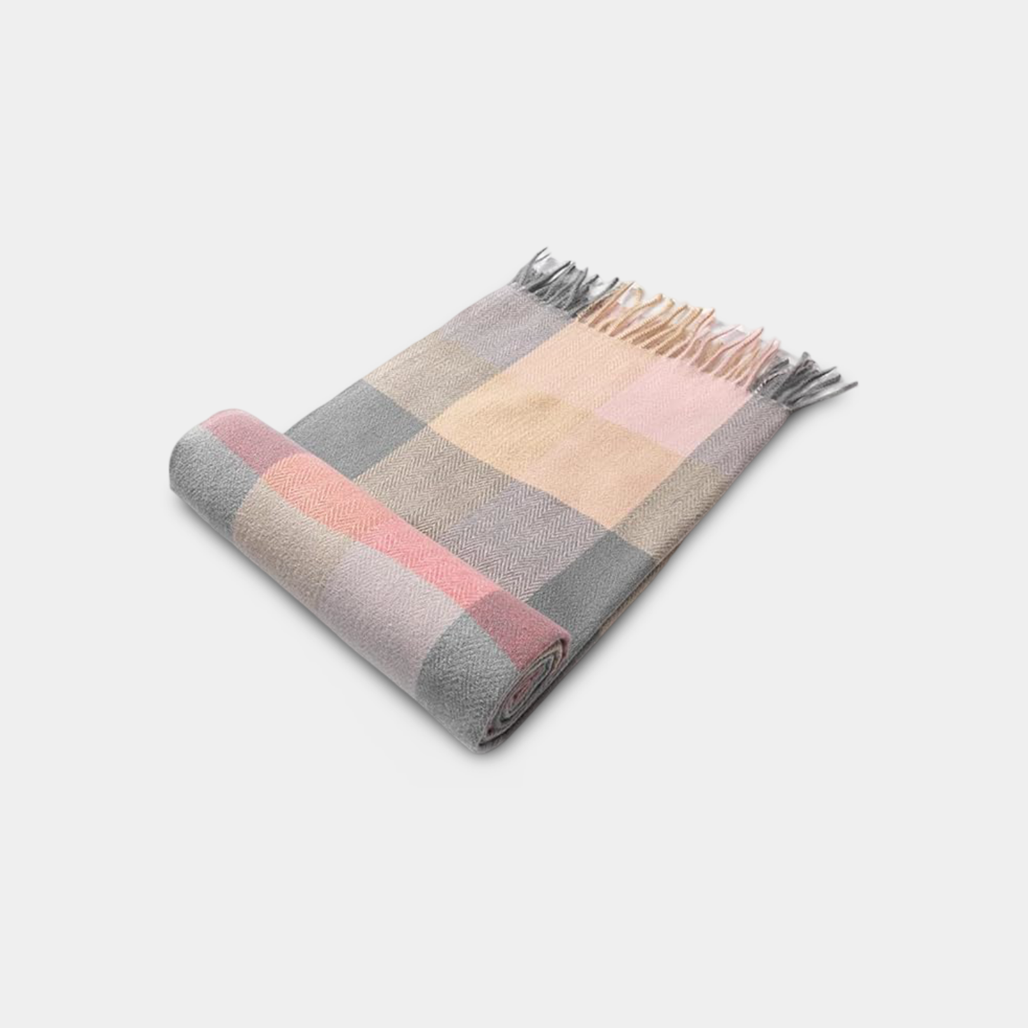 Lilac Check Wool Scarf