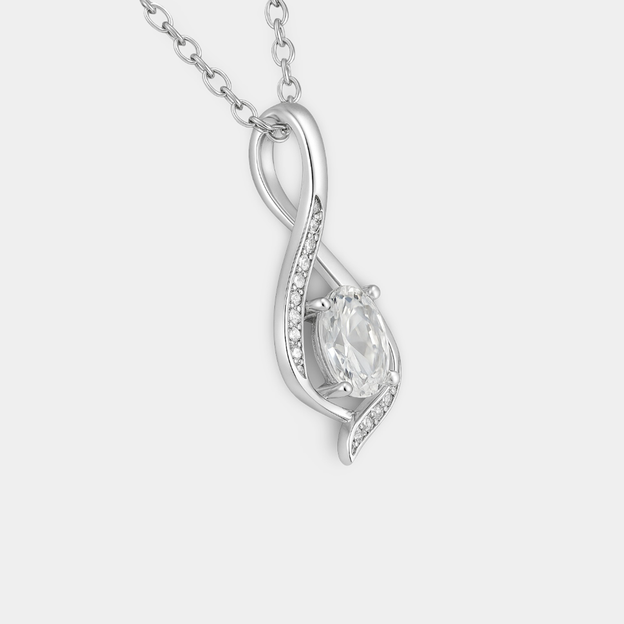 White Topaz Oval Sparkle Pendant