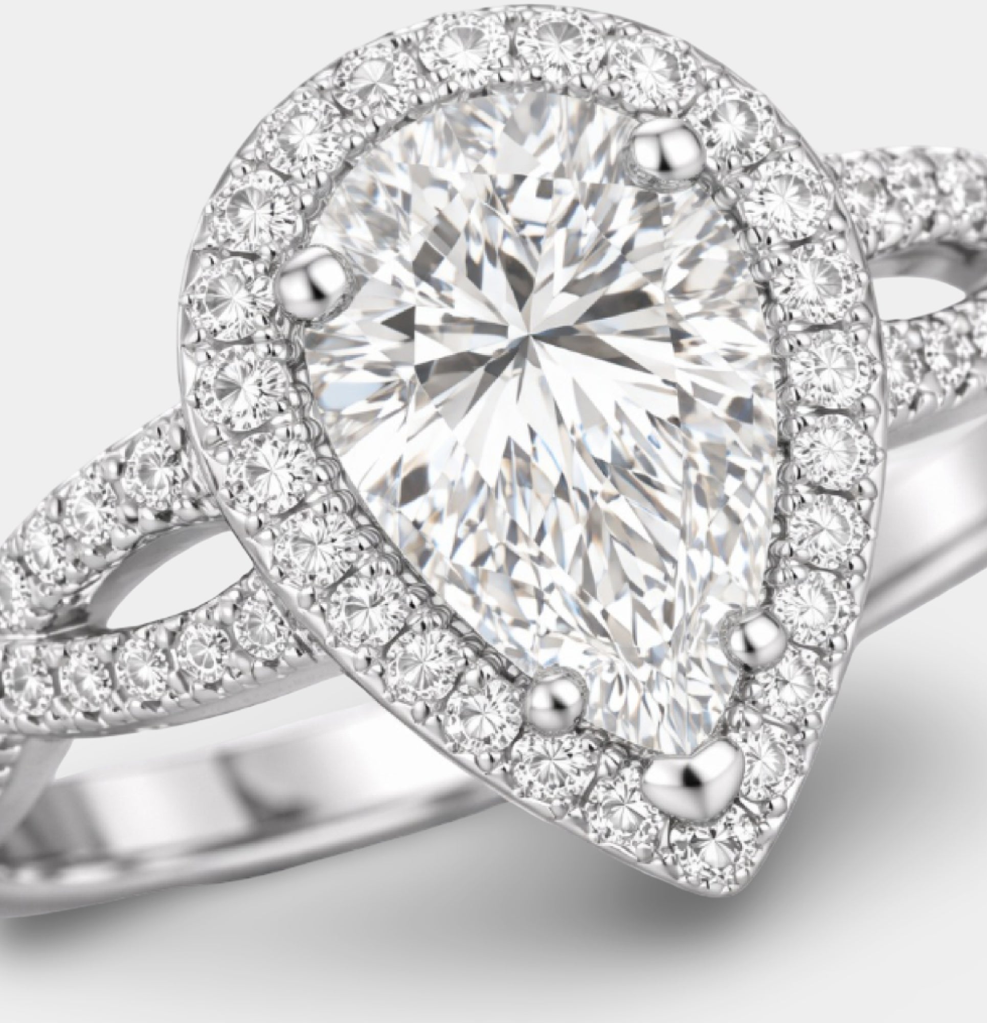 Royal Twisted Halo Pear Engagement Ring