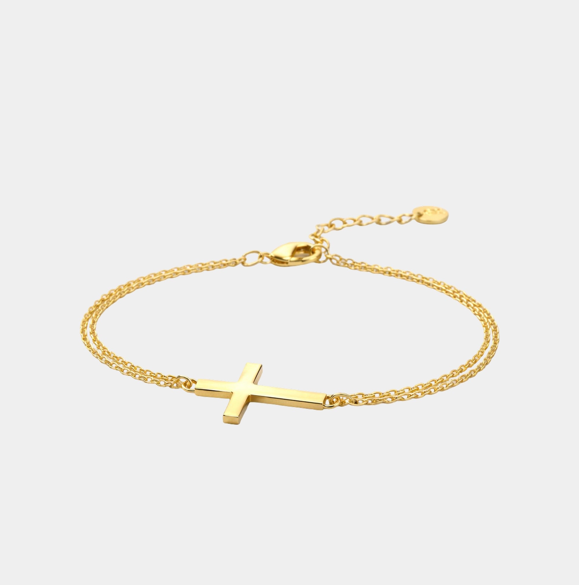 14K Gold Sideways Sacred Grace Cross Bracelet
