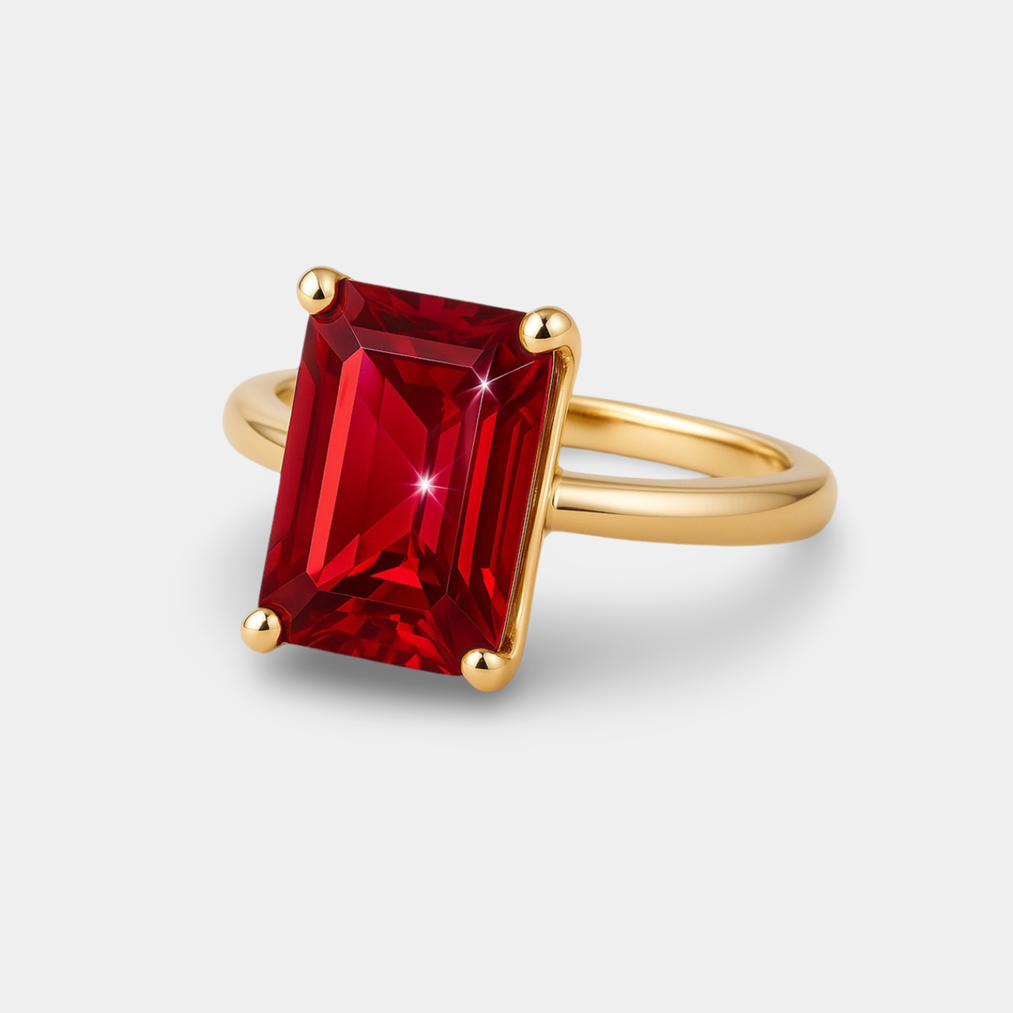 Ruby Emerald-Cut Solitaire Ring