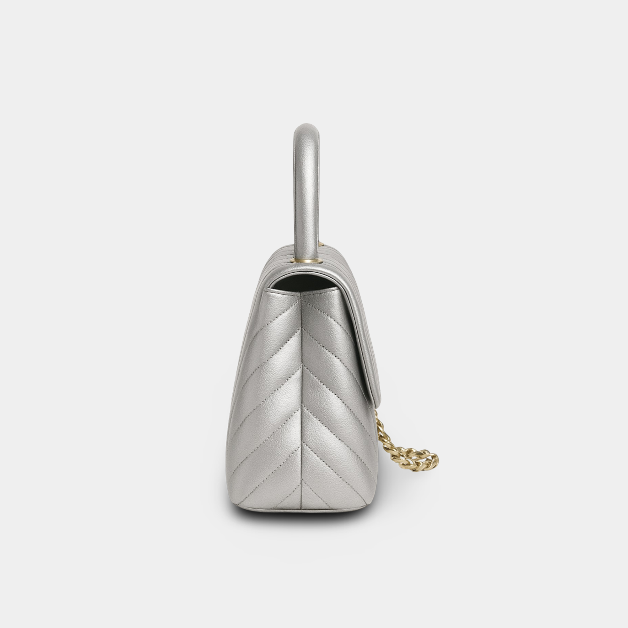 Silver Quilted Crossbody Bag