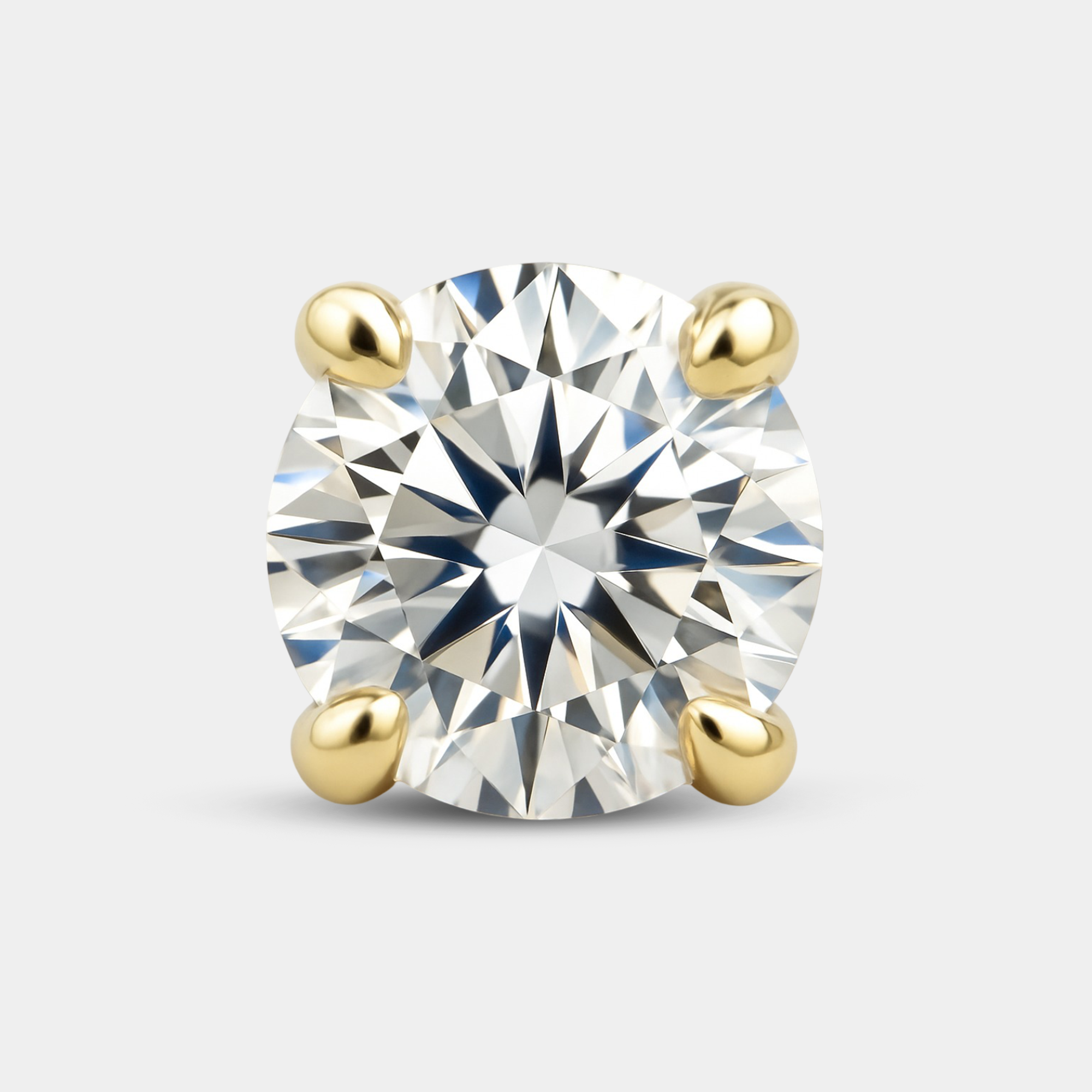 Moissanite Stud Earring with gold prongs 