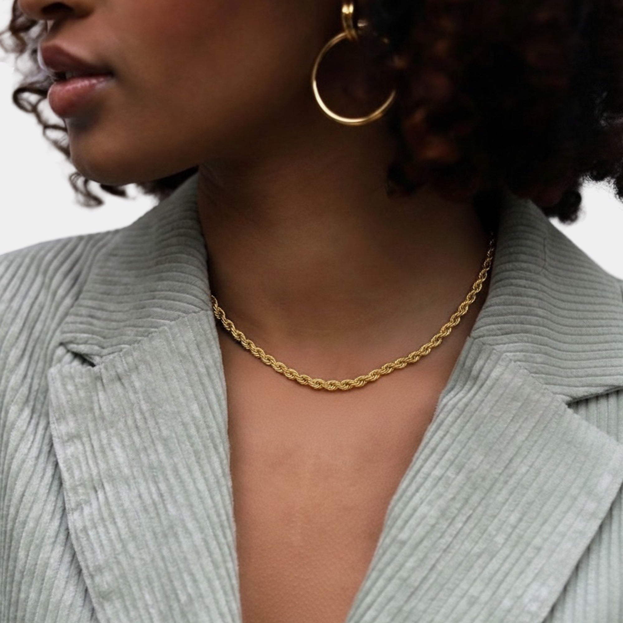 18K Gold Plated Diamond-Cut Rope Chain