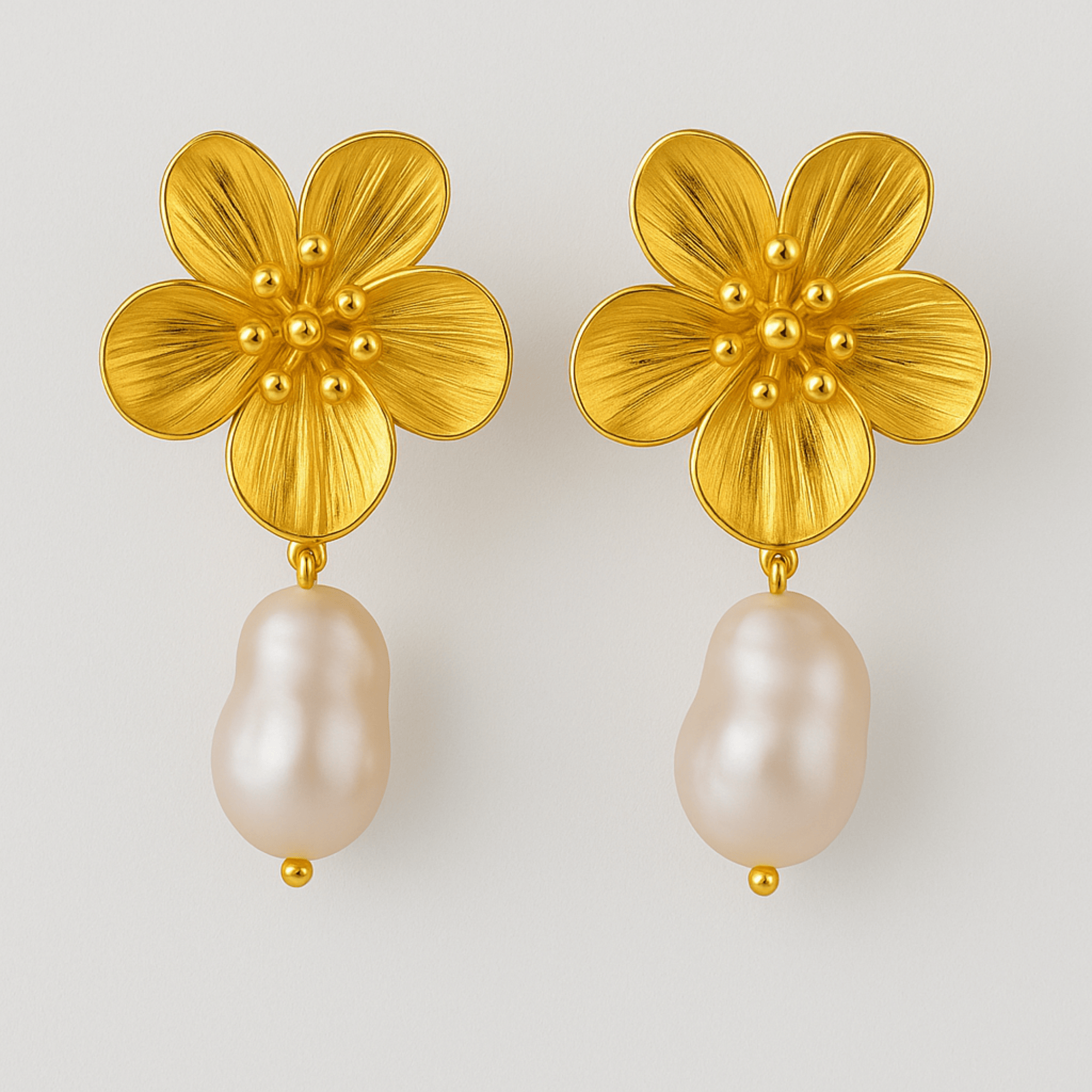 Pearl Drop Flower Earrings