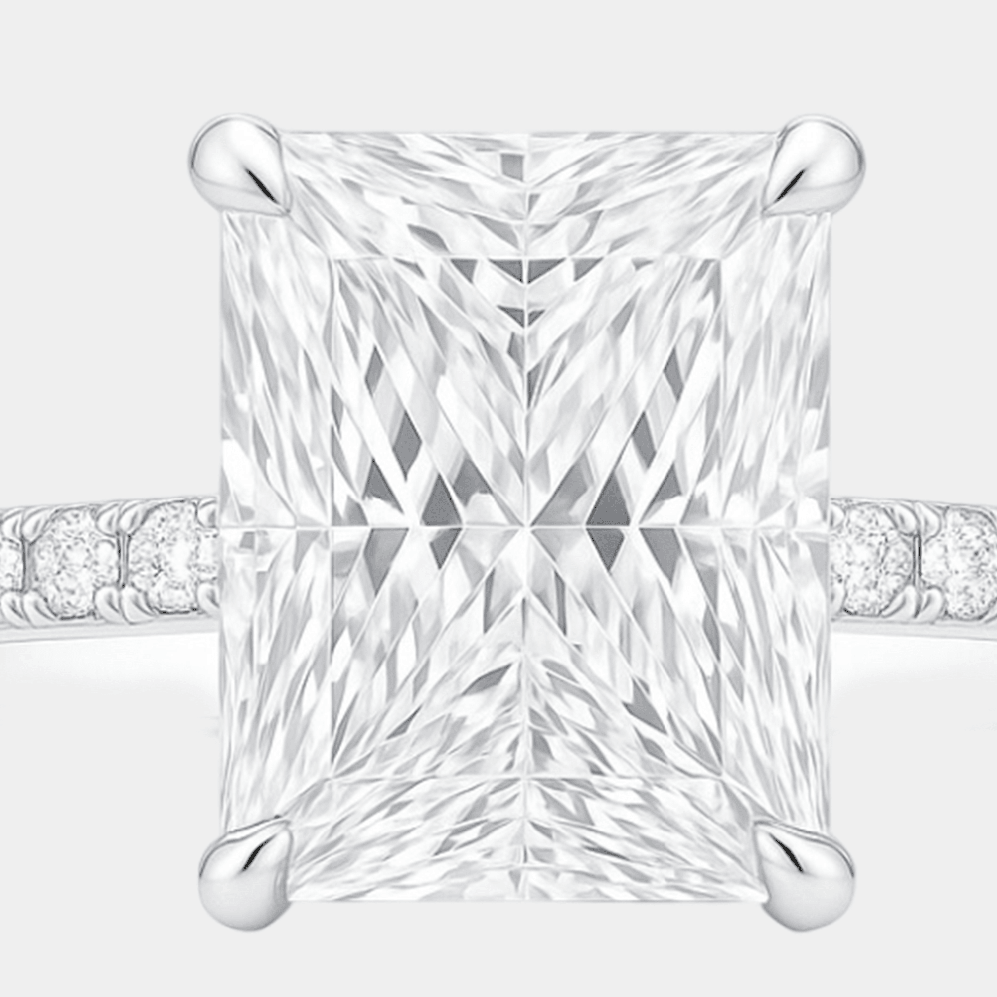 3CT Radiant Cut Solitaire Ring - MH ELEGANCE - 3CT Radiant Cut Solitaire Ring -