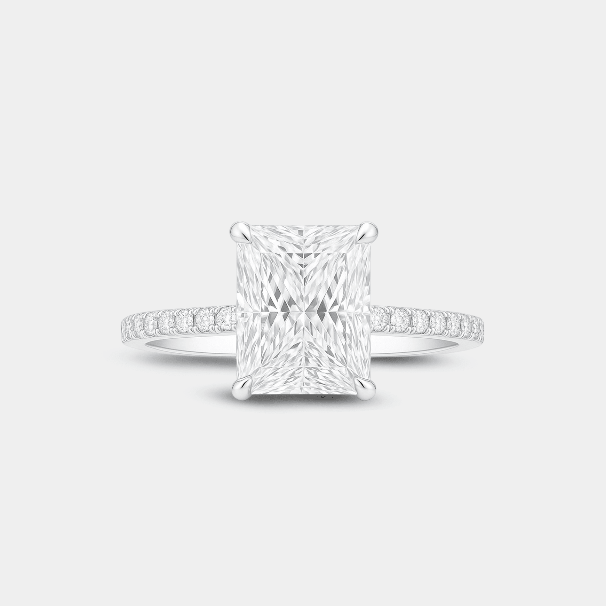 3CT Radiant Cut Solitaire Ring - MH ELEGANCE - 3CT Radiant Cut Solitaire Ring -