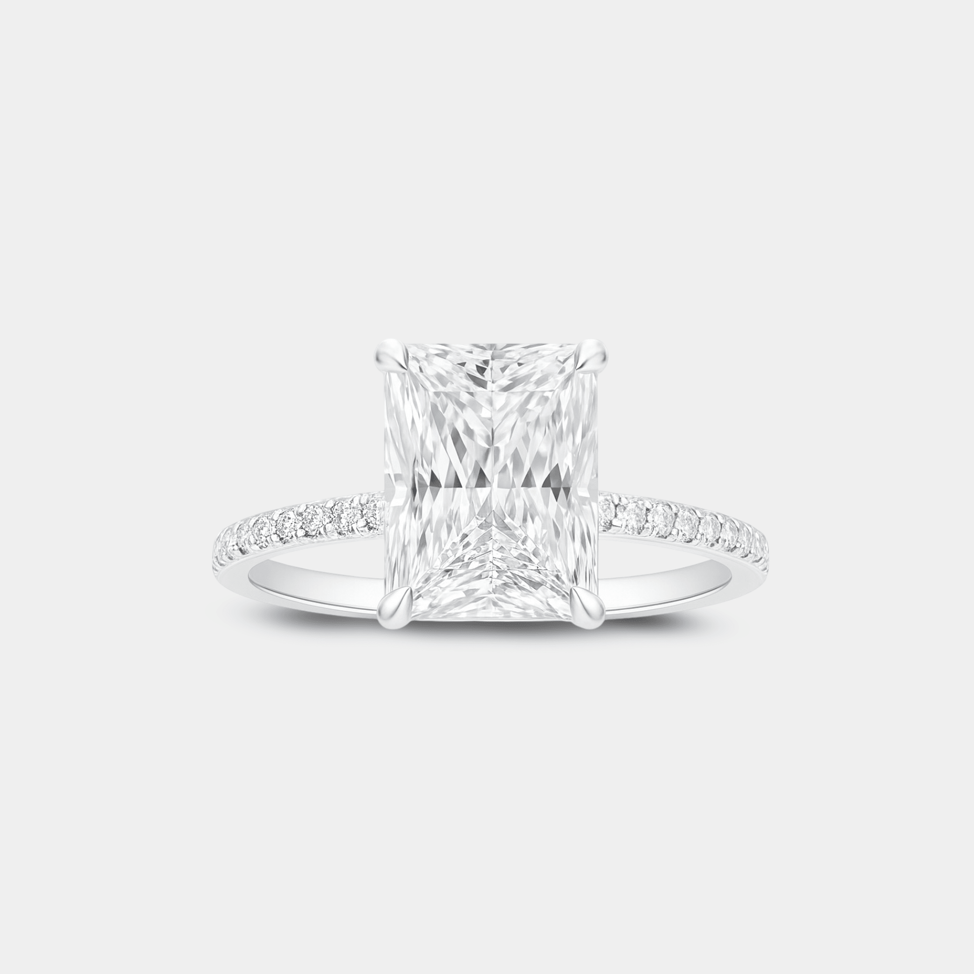 3CT Radiant Cut Solitaire Ring - MH ELEGANCE - 3CT Radiant Cut Solitaire Ring -