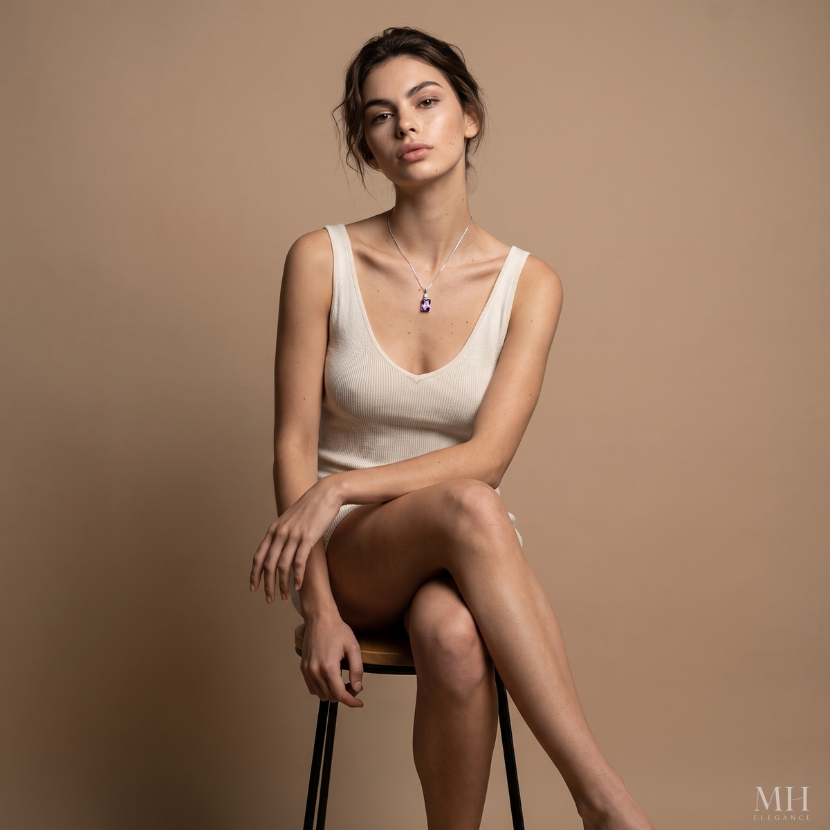 Amethyst Birthstone Necklace | Sterling Silver 18K White Gold Plated – MH Elegance