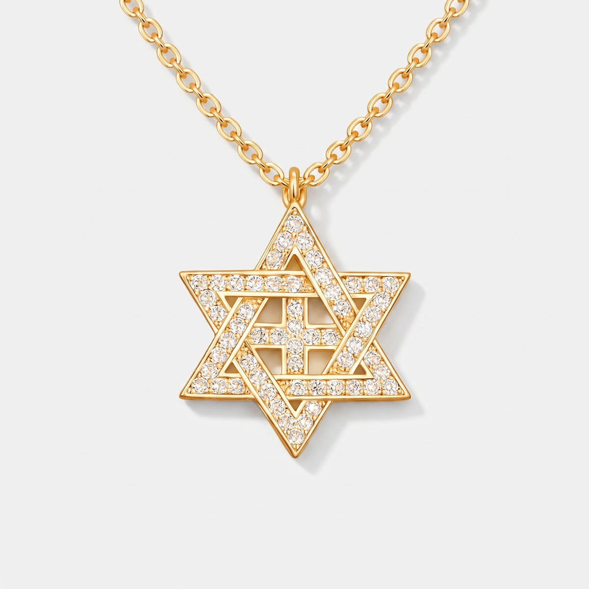Moissanite Star of David Necklace | 18K Gold Plated 925 Sterling Silver – MH Elegance