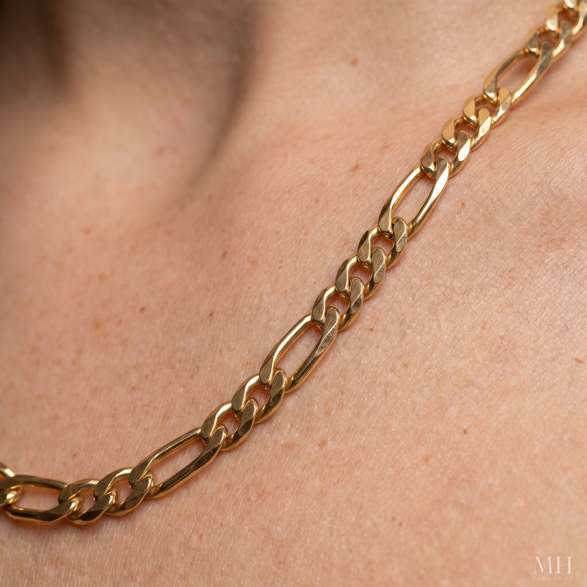 18K Gold Figaro Chain Necklace | 5mm Sterling Silver Italian Chain – MH Elegance