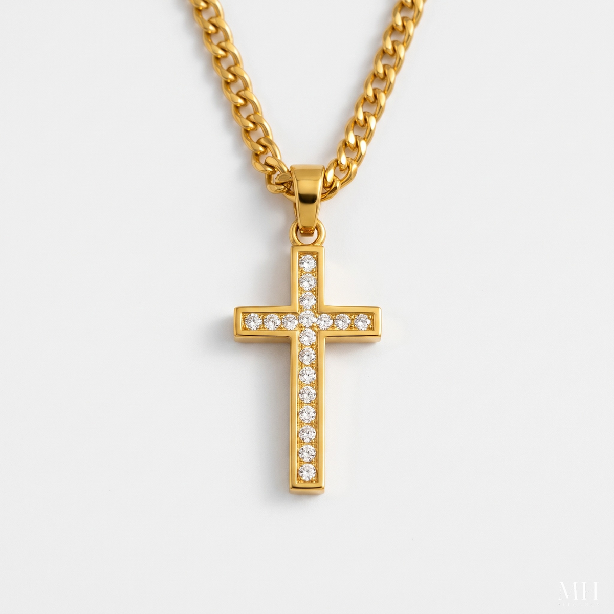 Collier croix Foi éternelle plaqué or 24 carats | Pendentif religieux pour homme | Bijoux spirituels pour homme – MH ELEGANCE