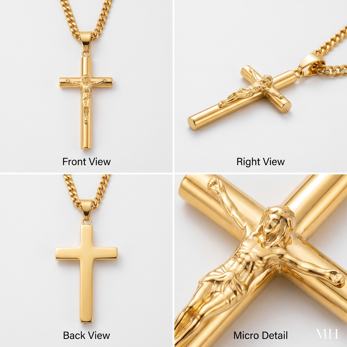 Collar con crucifijo Herencia Divina de Oro 24K | Colgante religioso para hombre | Joyería espiritual de lujo – MH ELEGANCE