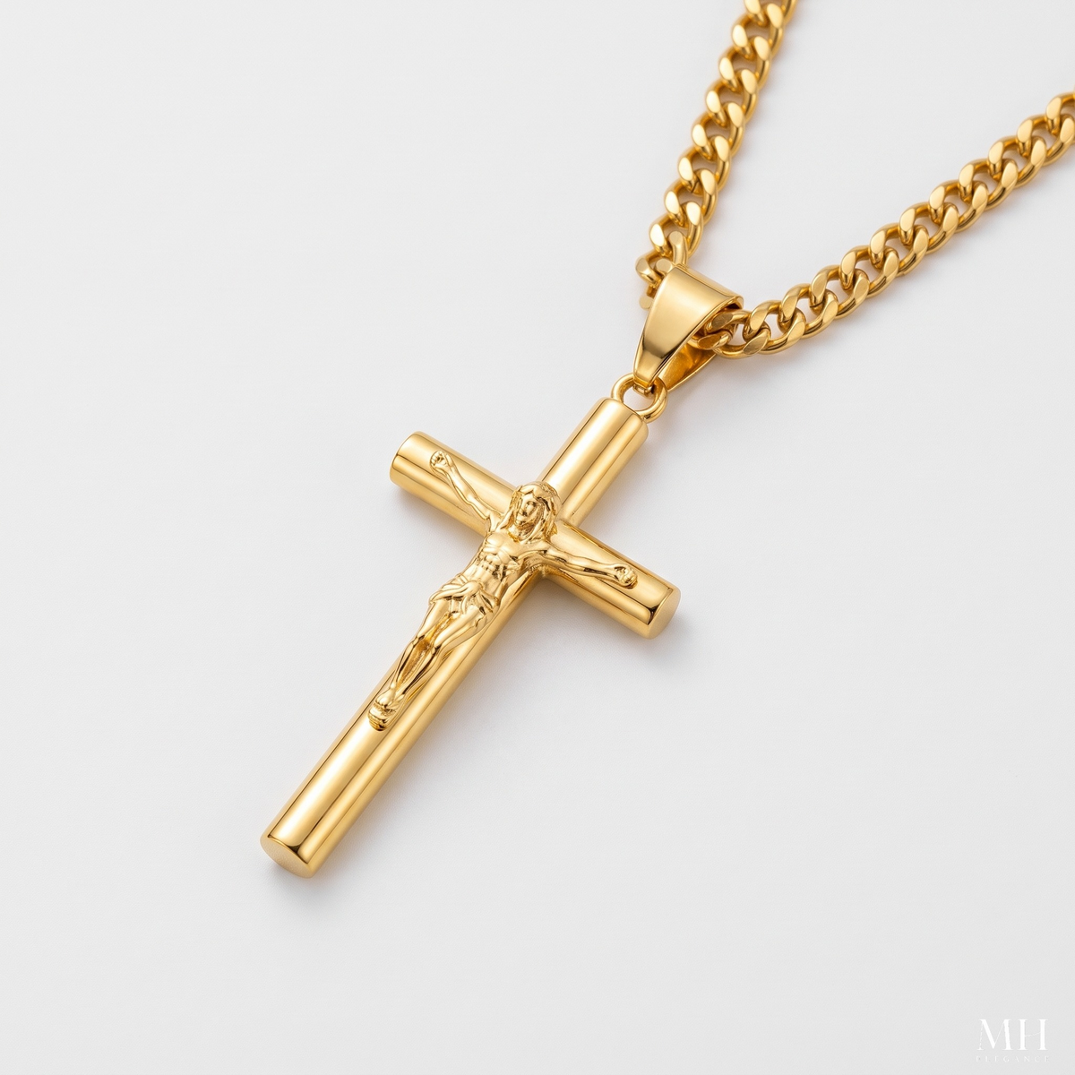 Collier Crucifix Patrimoine Divin en Or 24 carats | Pendentif religieux pour hommes | Bijoux spirituels de luxe – MH ELEGANCE