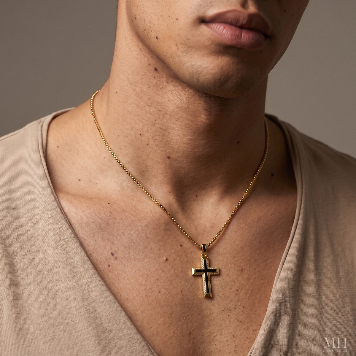 Sterling Silver Cross Necklace for Men | 925 Silver Faith Pendant with Rolo Chain