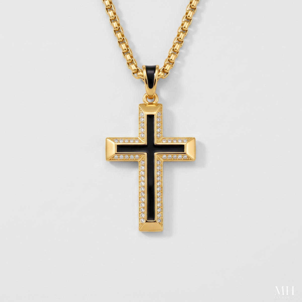 Sterling Silver Cross Necklace for Men | 925 Silver Faith Pendant with Rolo Chain