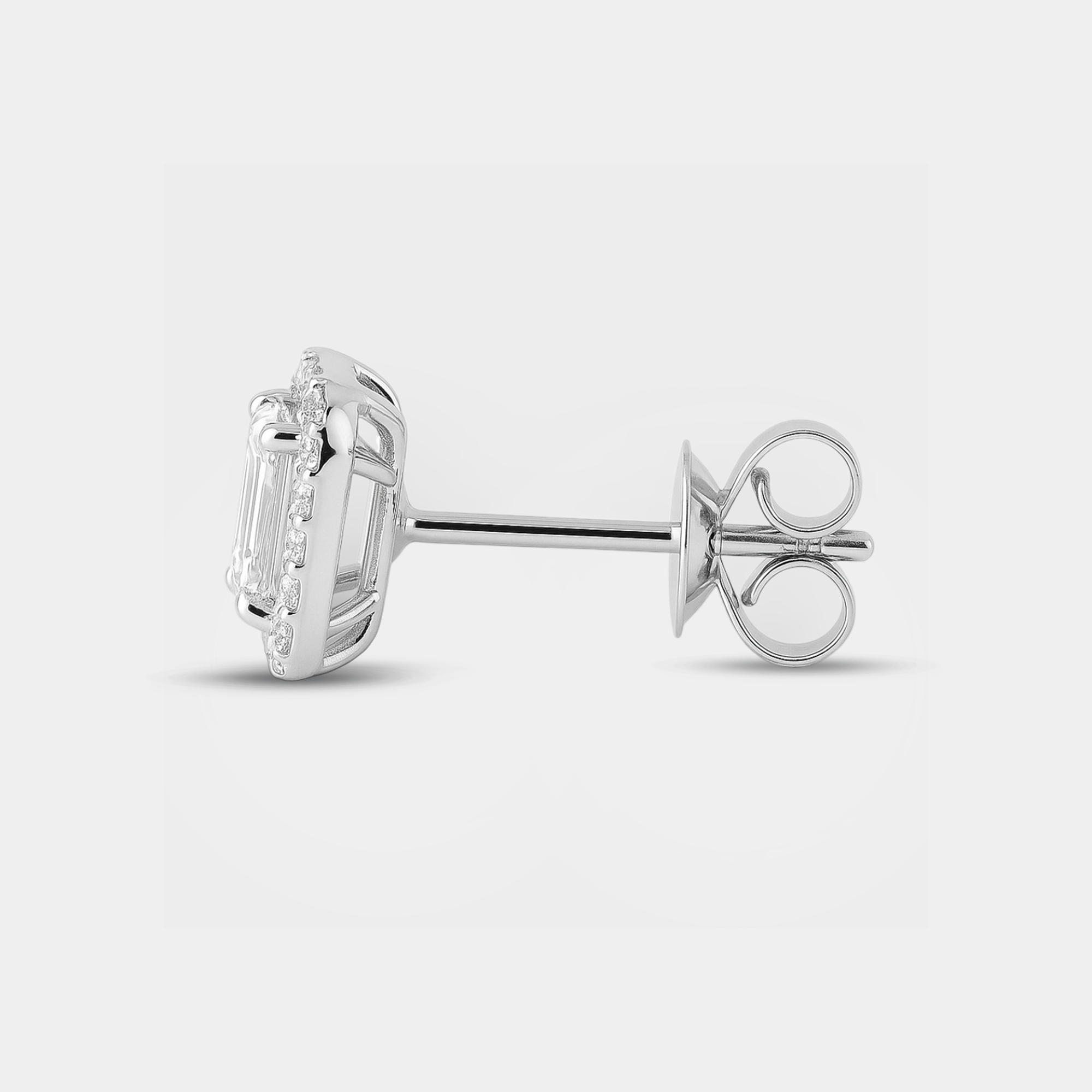 White Moissanite Halo Stud Earrings