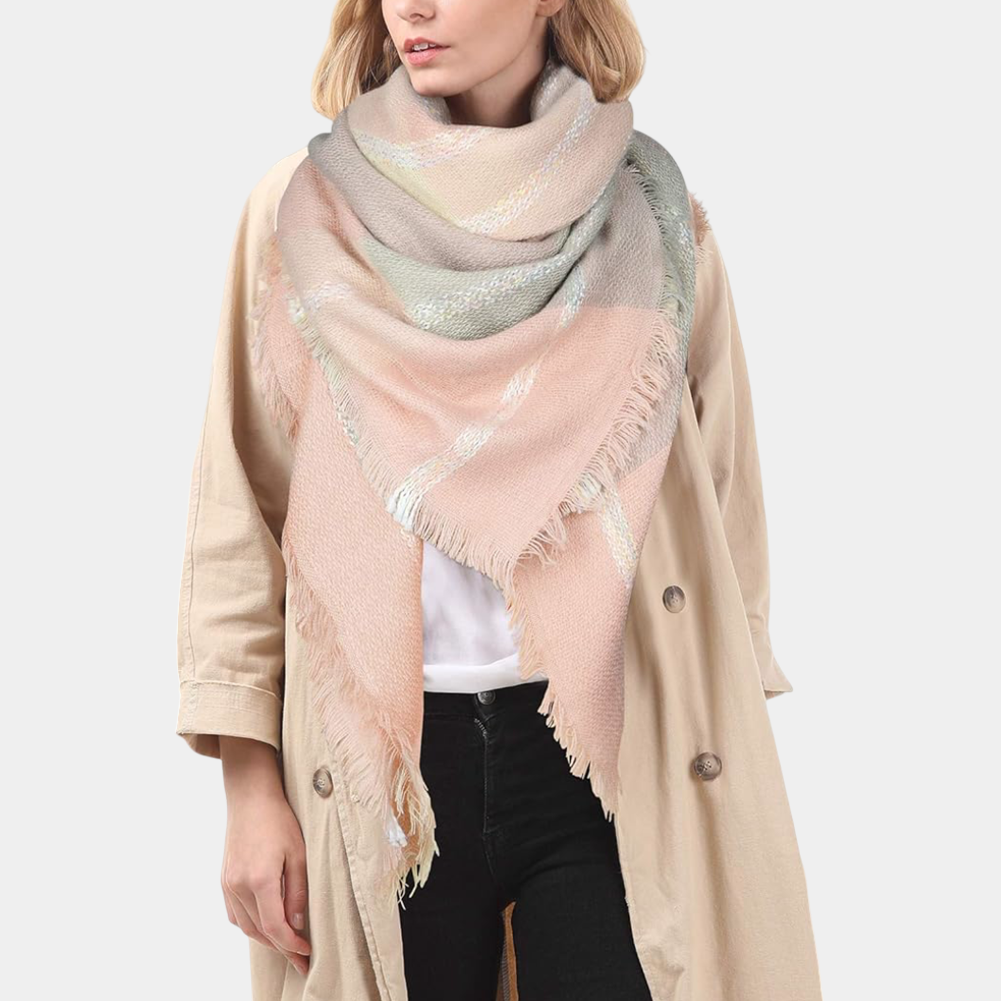 Plaid Tassel Blanket Scarf
