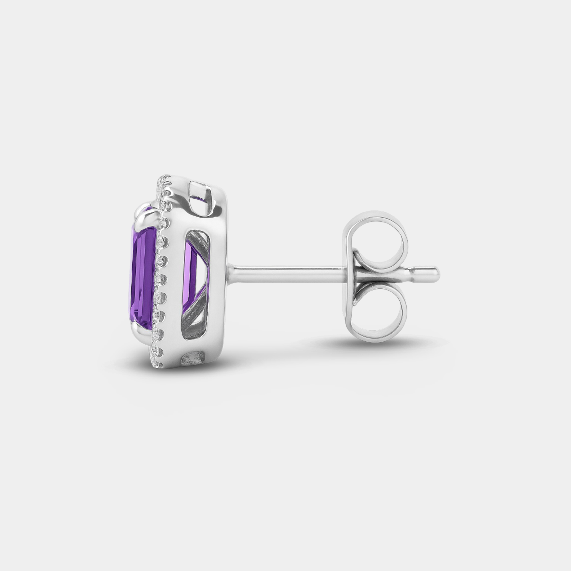 Veya Amethyst Halo Stud Earrings