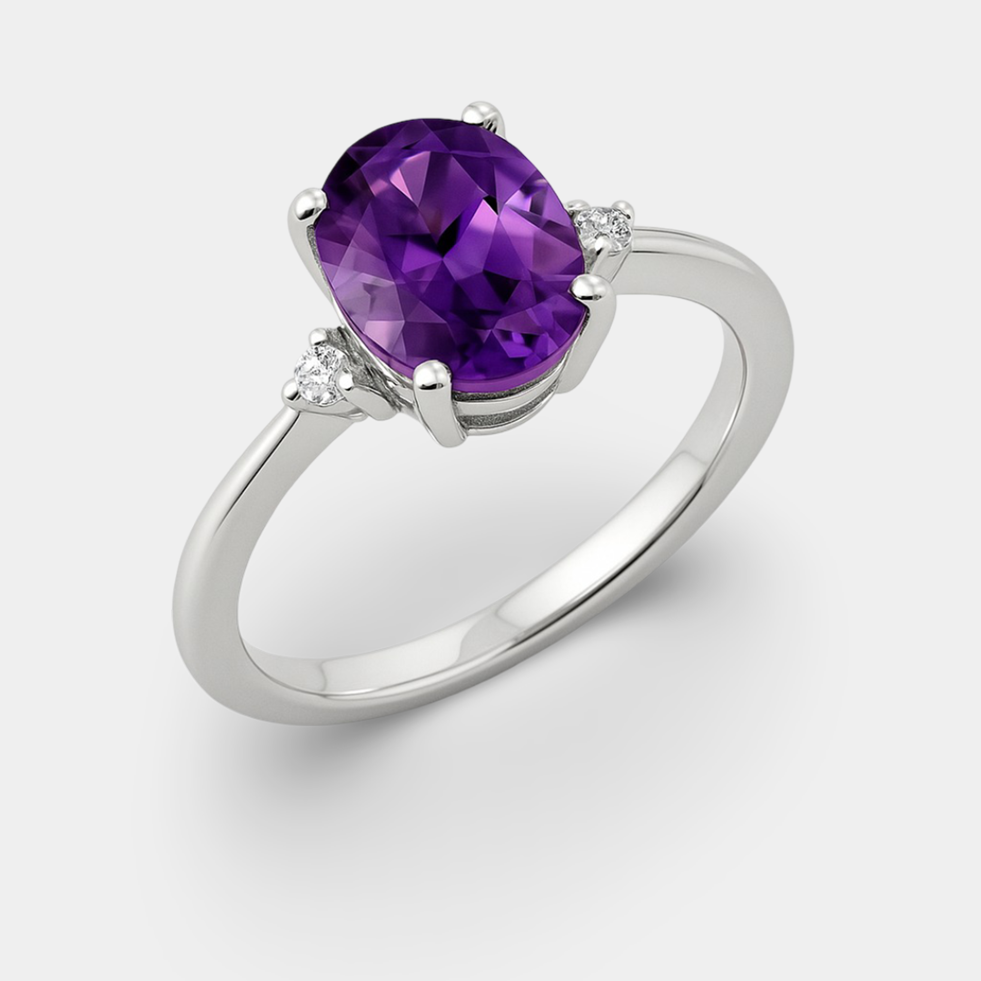 Mira Amethyst 3-Stone Ring