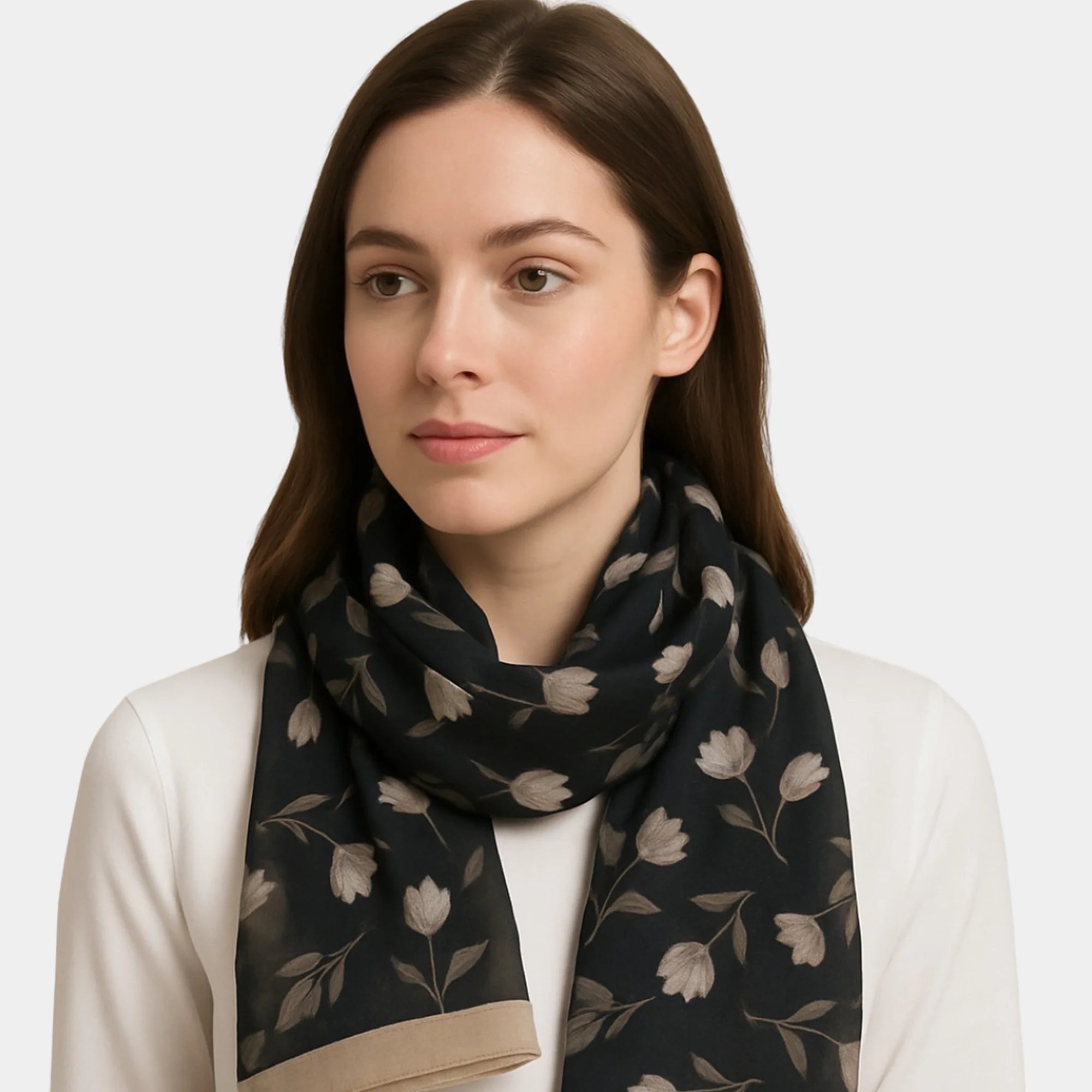 Lightweight Floral Sheer Scarf